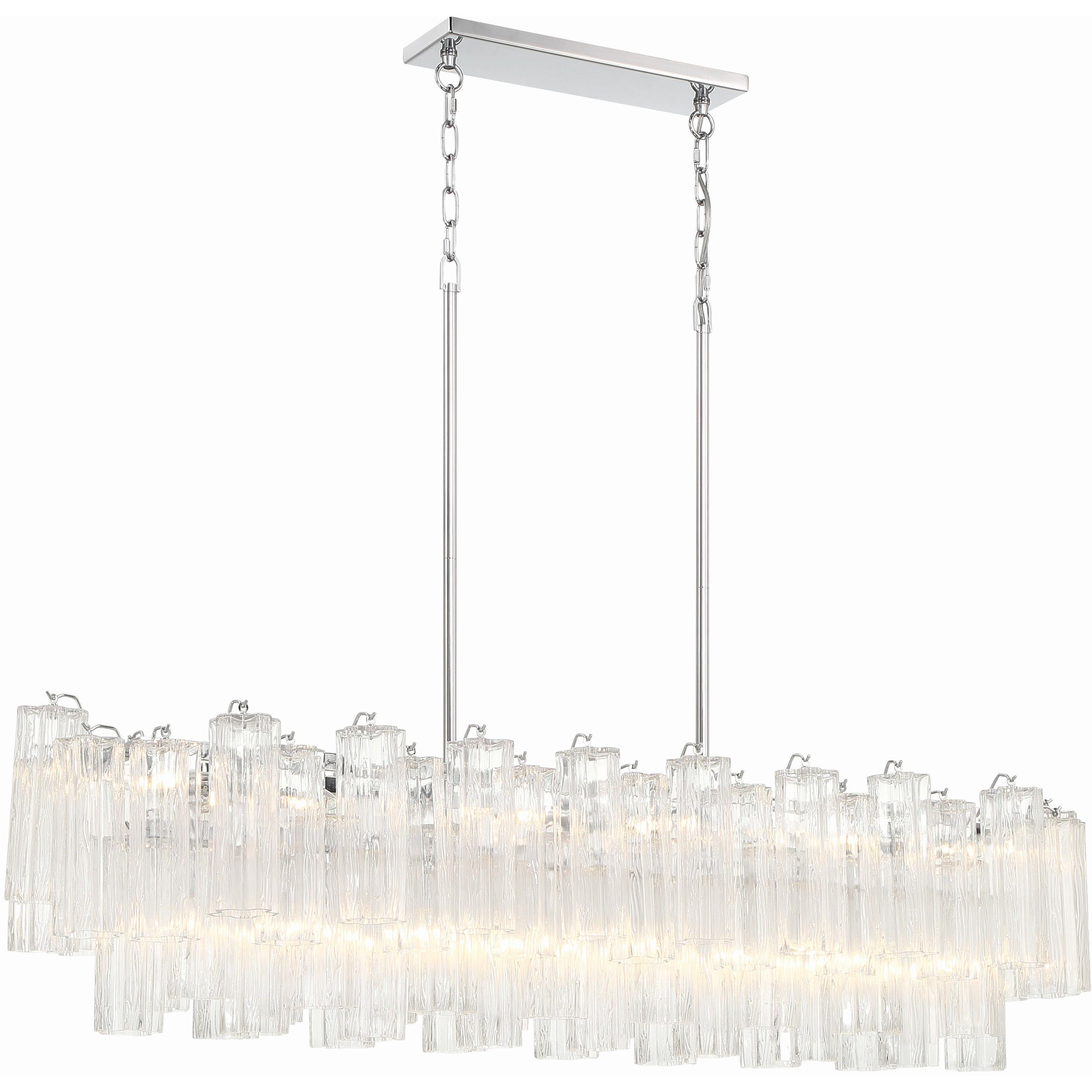 Addis 14 Light 51.75 inch Polished Chrome Linear Chandelier Ceiling Light in Tronchi Glass Clear