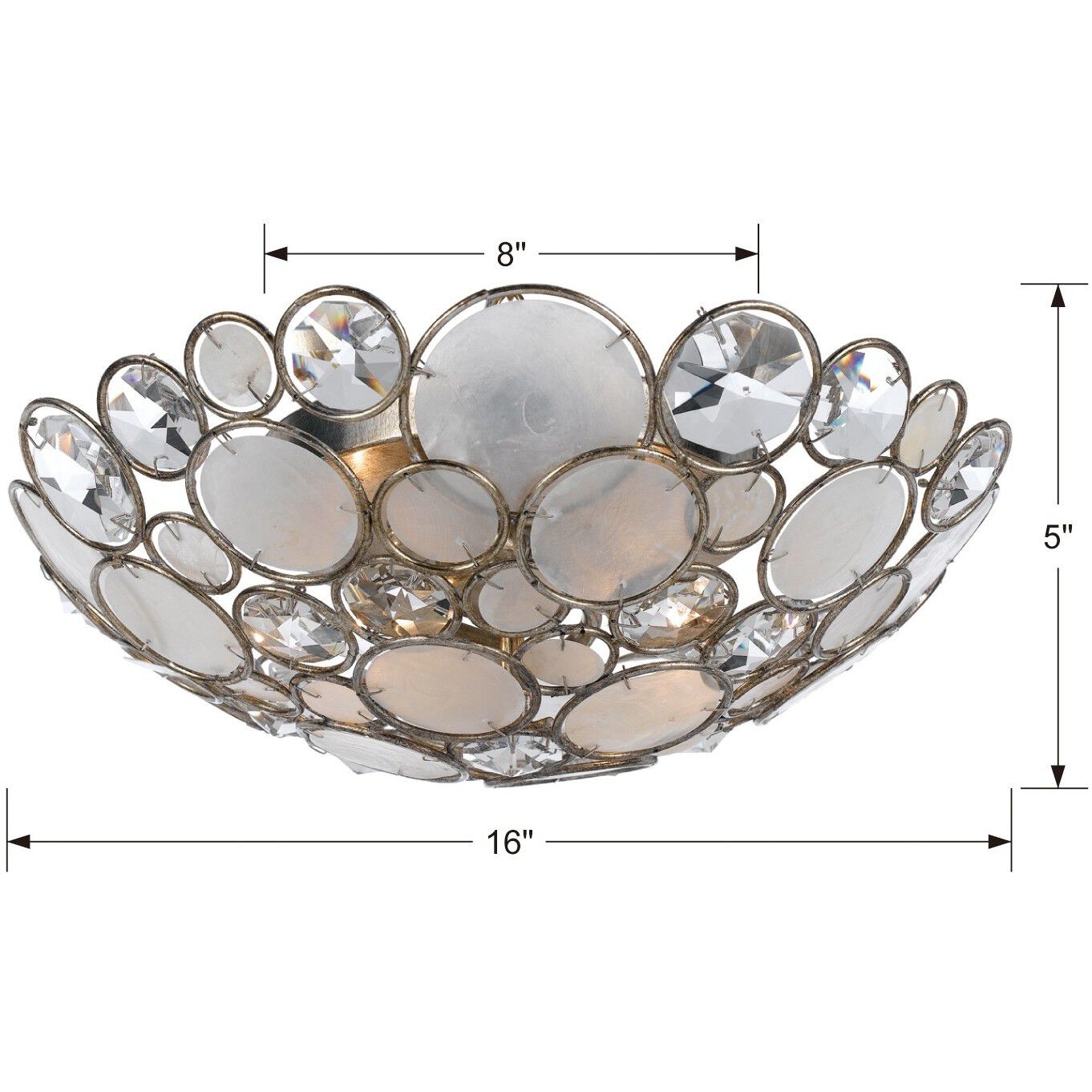 Palla 3 Light 16 inch Antique Silver Flush Ceiling Light
