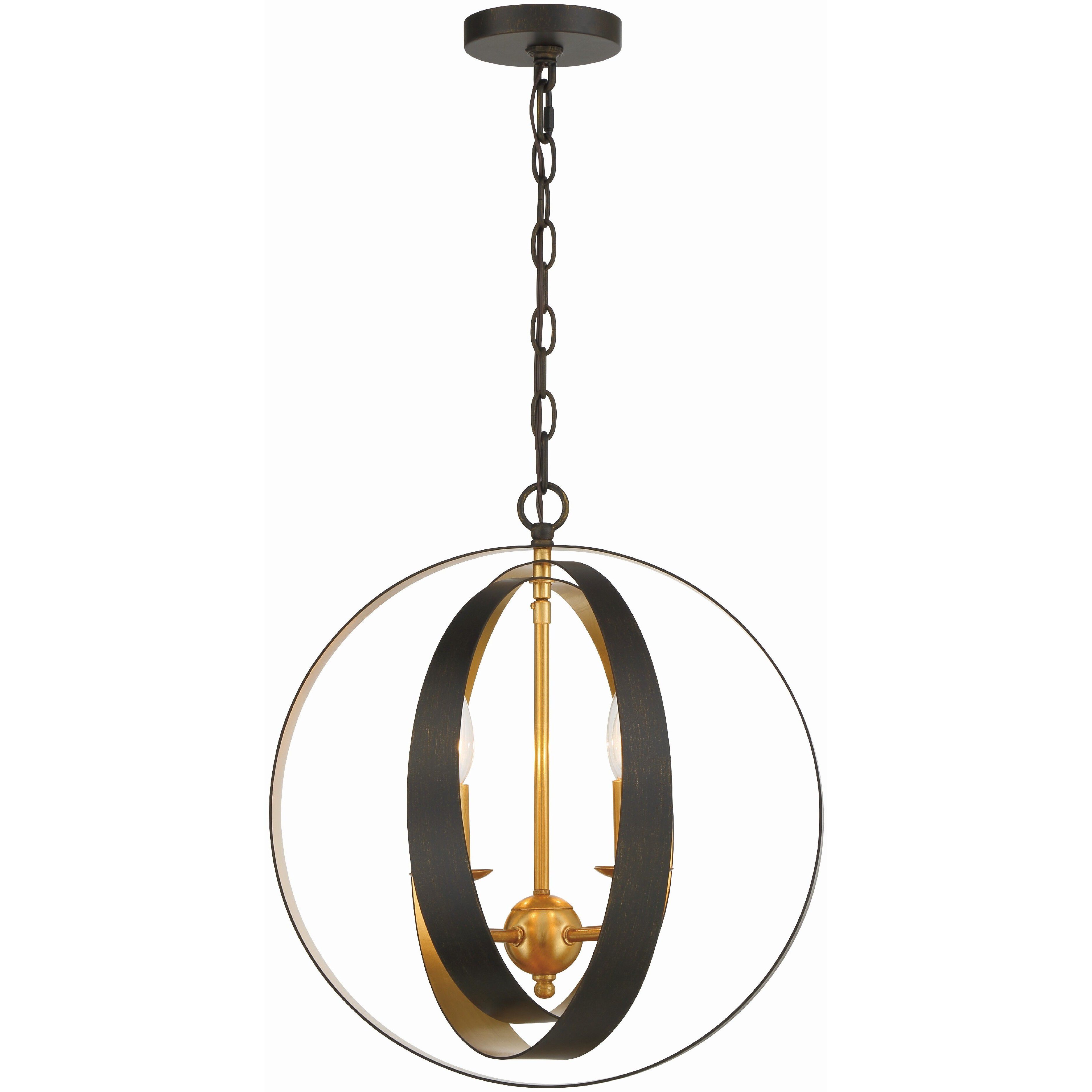 Luna 4 Light 16 inch English Bronze and Antique Gold Chandelier Ceiling Light