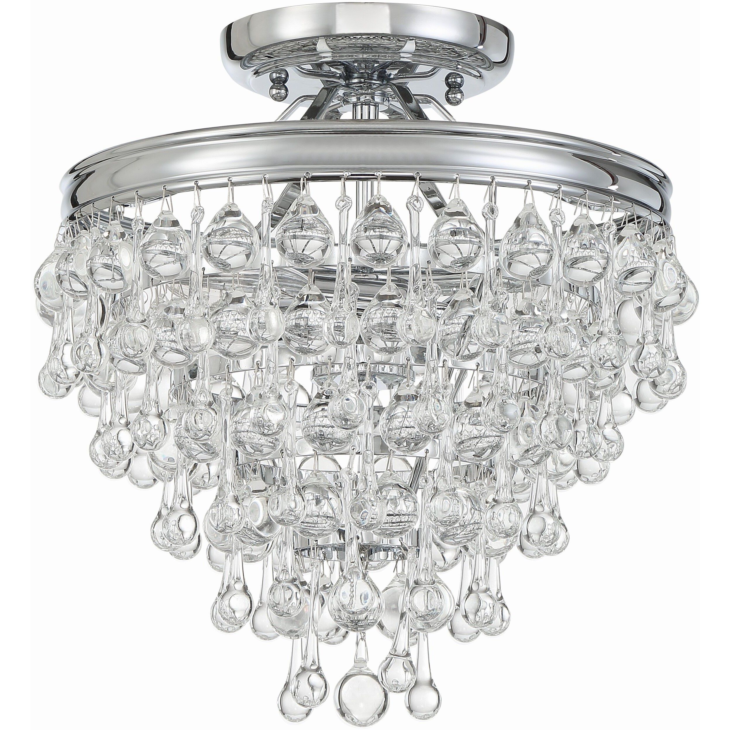 Calypso 3 Light 13 inch Polished Chrome Semi Flush Ceiling Light