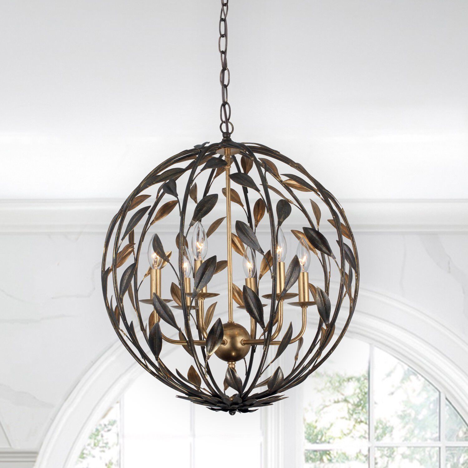 Broche 6 Light 21 inch English Bronze and Antique Gold Chandelier Ceiling Light