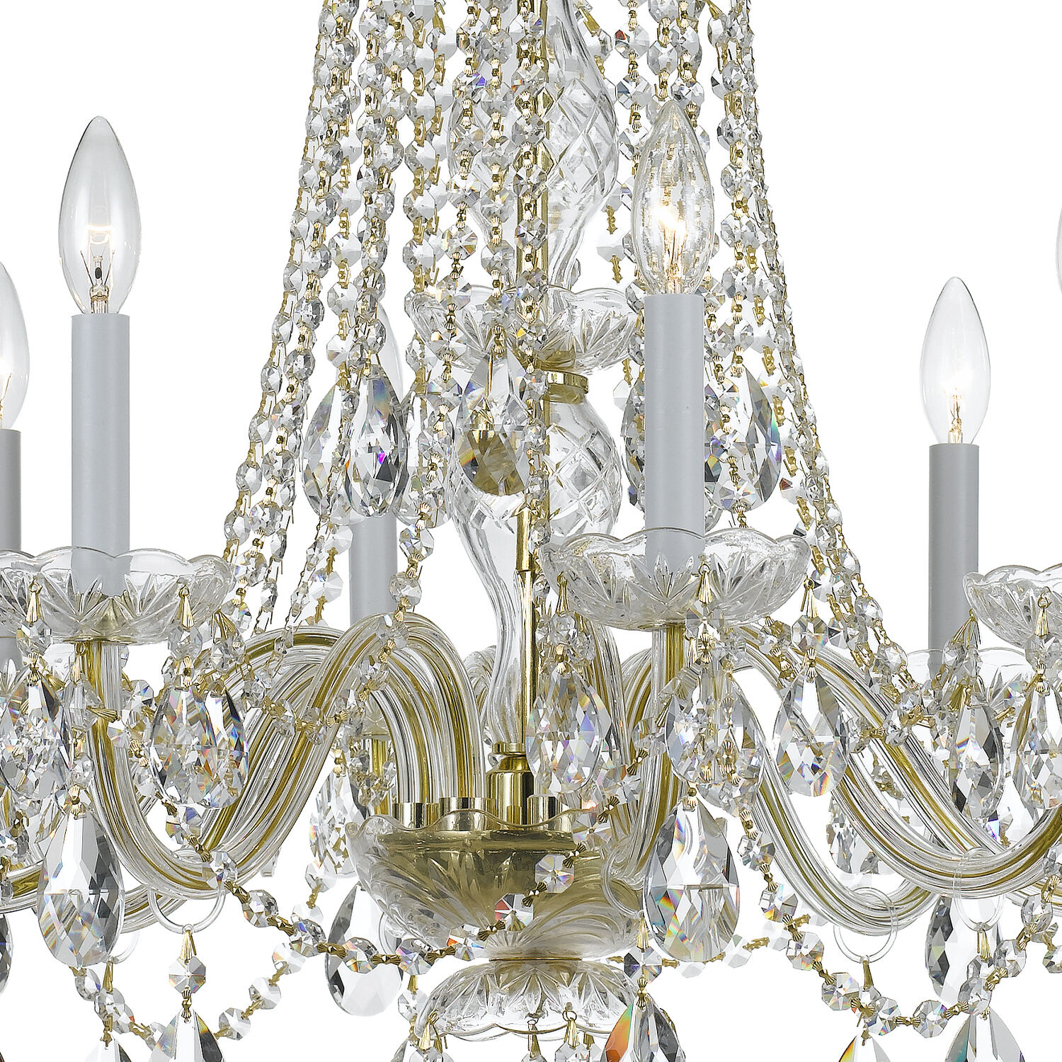 Traditional Crystal 8 Light 26 inch Polished Brass Chandelier Ceiling Light in Clear Hand Cut