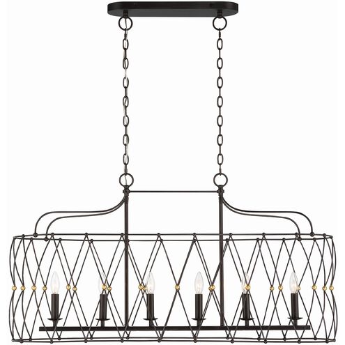 Zucca 6 Light 42.5 inch English Bronze and Antique Gold Chandelier Ceiling Light