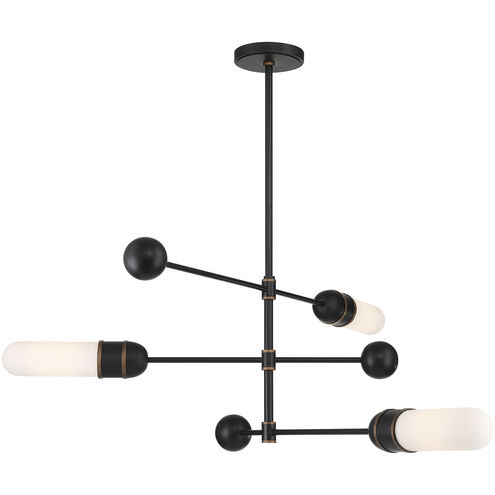 Capsule 3 Light 47.75 inch Matte Black and Textured Gold Chandelier Ceiling Light