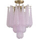 Ollie 4 Light 14.25 inch Aged Brass Semi Flush Ceiling Light in Sand Glass Blush
