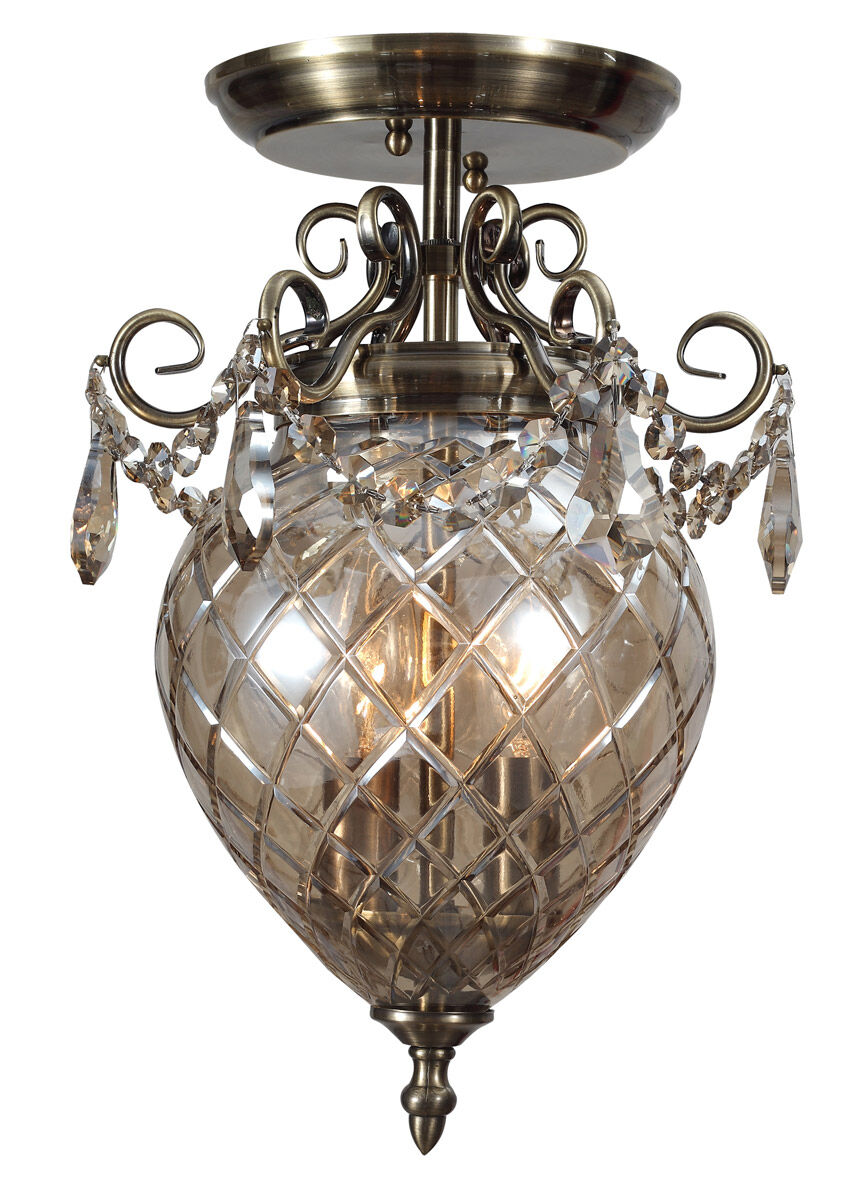 Crystorama Avery 2 Light Pendant in Antique Brass, Cognac, Hand Cut 265-AB-CG-MWP