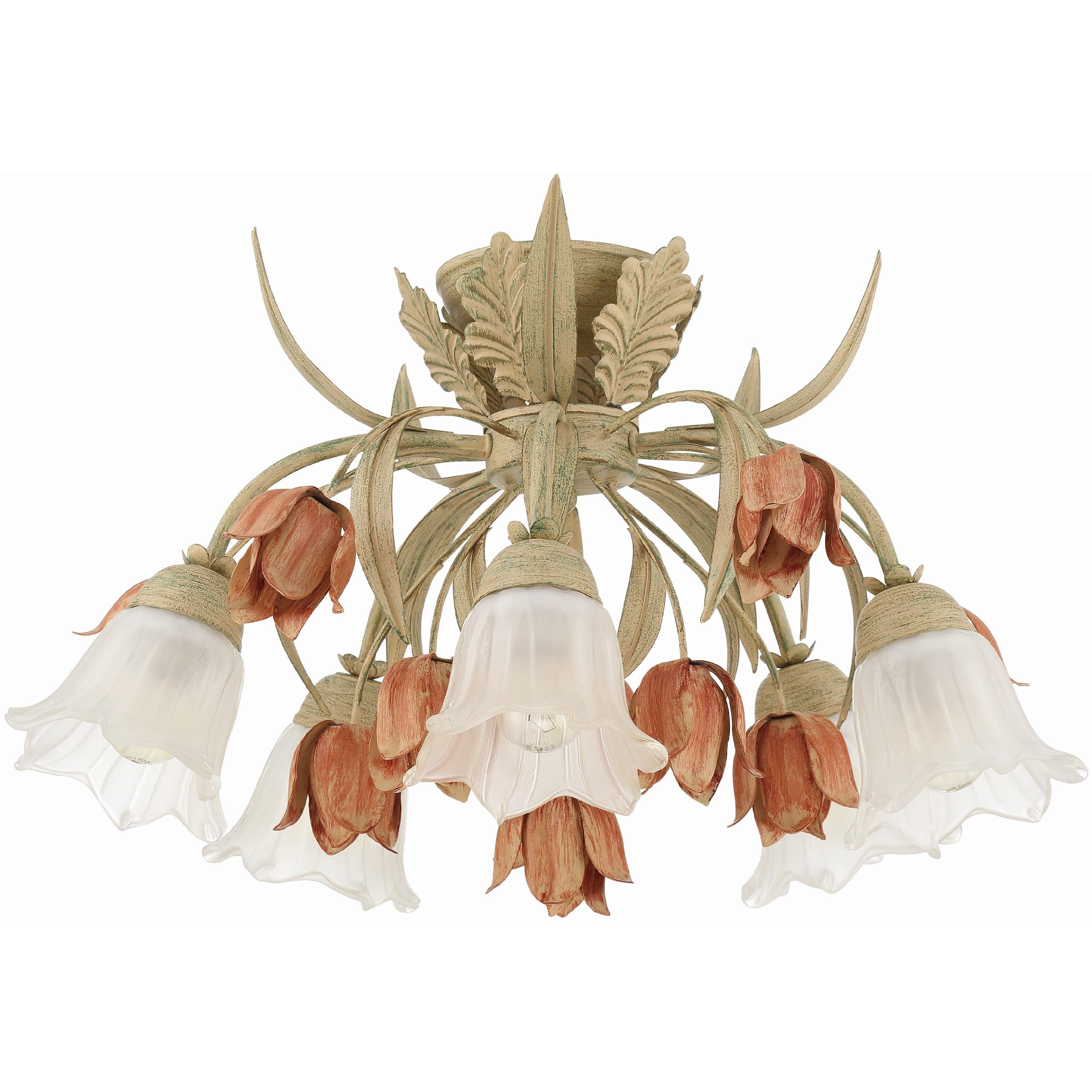 Southport 5 Light 22 inch Sage Rose Semi Flush Ceiling Light