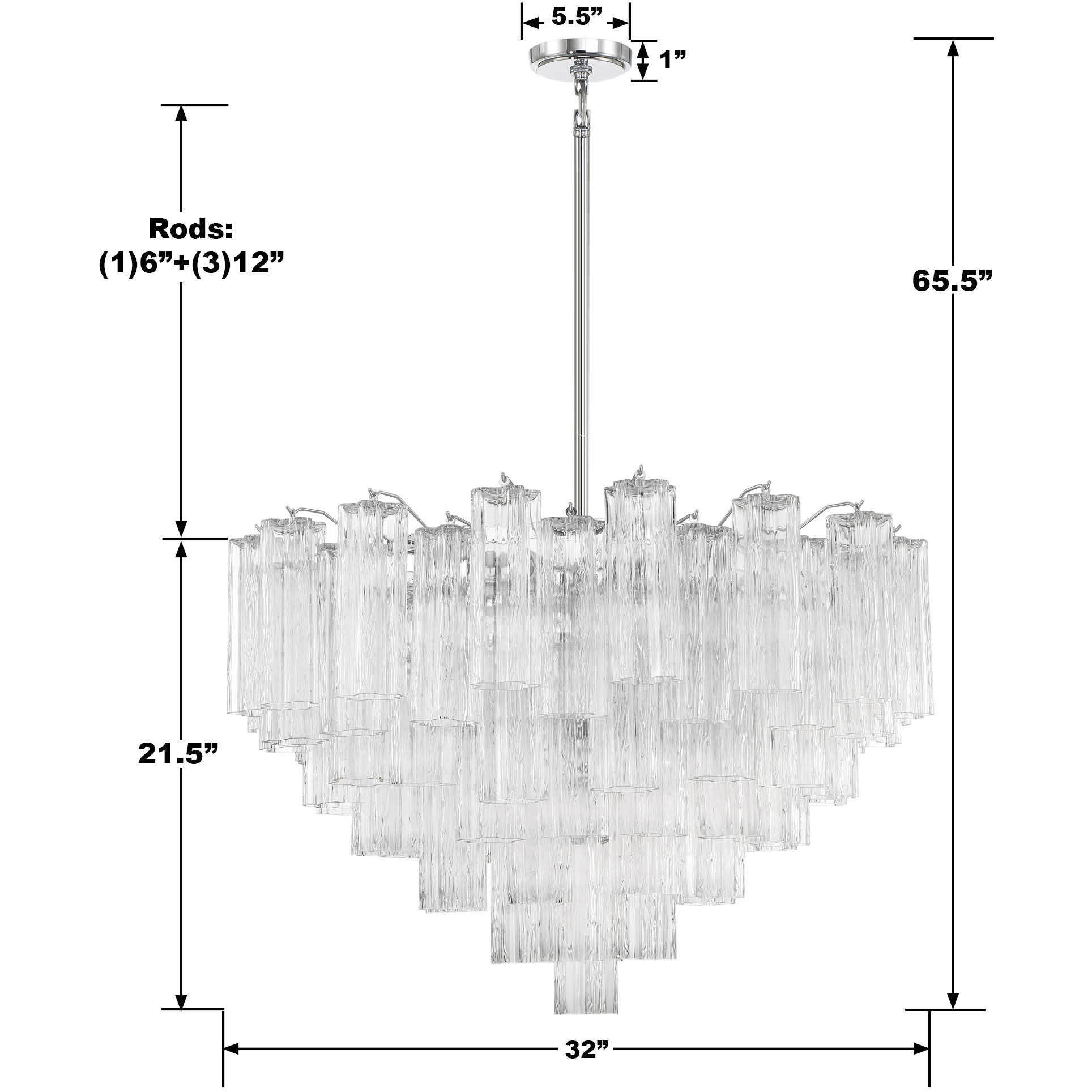 Addis 16 Light 32 inch Polished Chrome Chandelier Ceiling Light in Tronchi Glass Clear