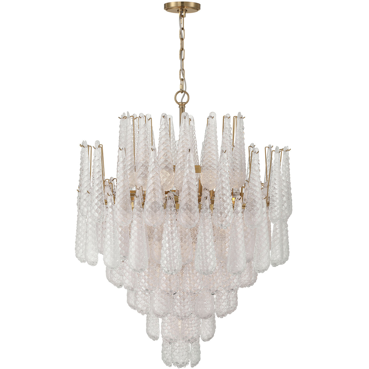 Ollie 21 Light 33.25 inch Aged Brass Chandelier Ceiling Light in Sand Glass Clear