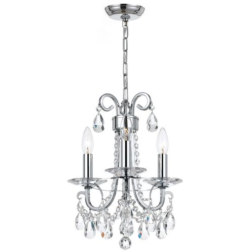 Othello 3 Light 13 inch Polished Chrome Mini Chandelier Ceiling Light in Clear Hand Cut