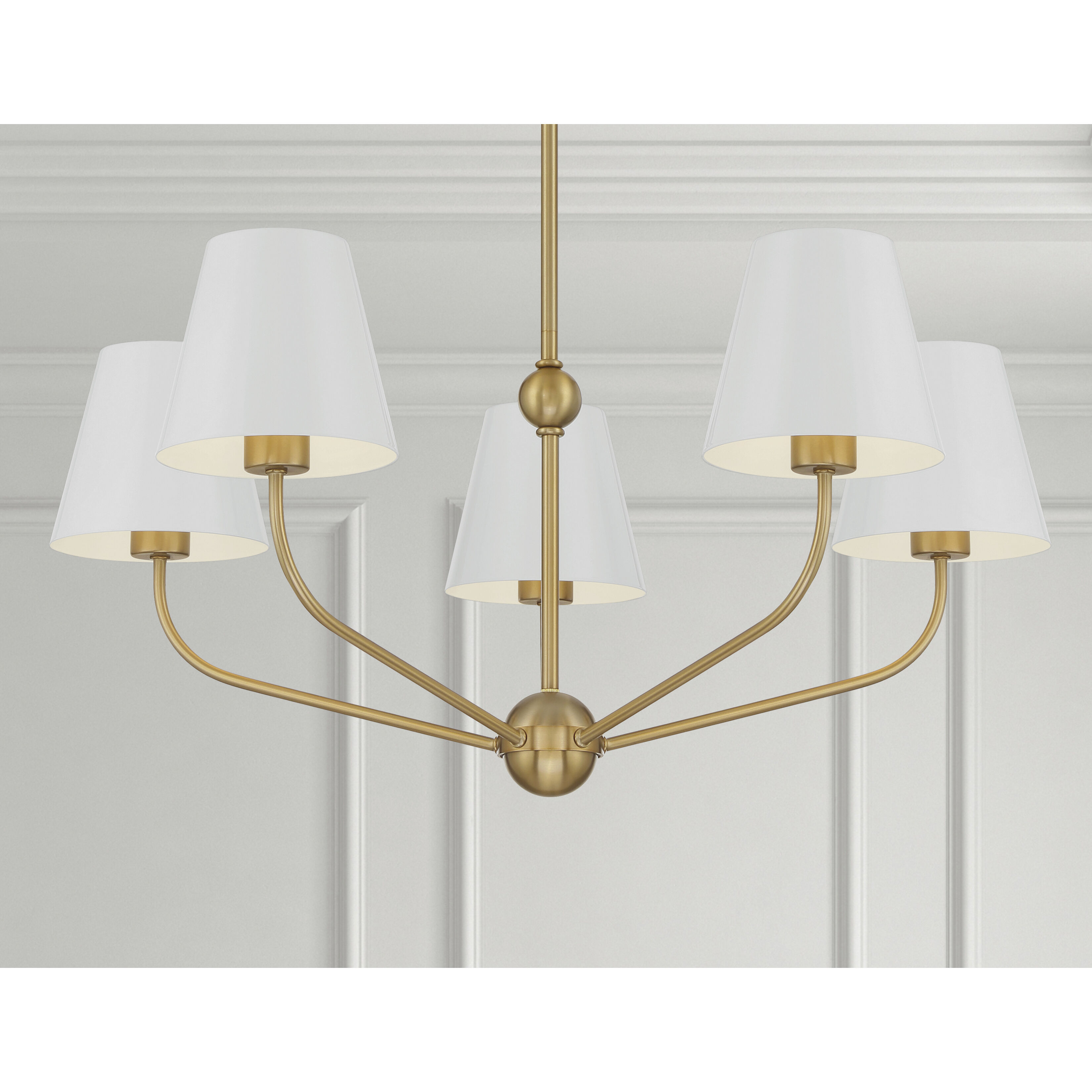 Xavier 5 Light 28 inch Vibrant Gold Chandelier Ceiling Light in Vibrant Gold and White