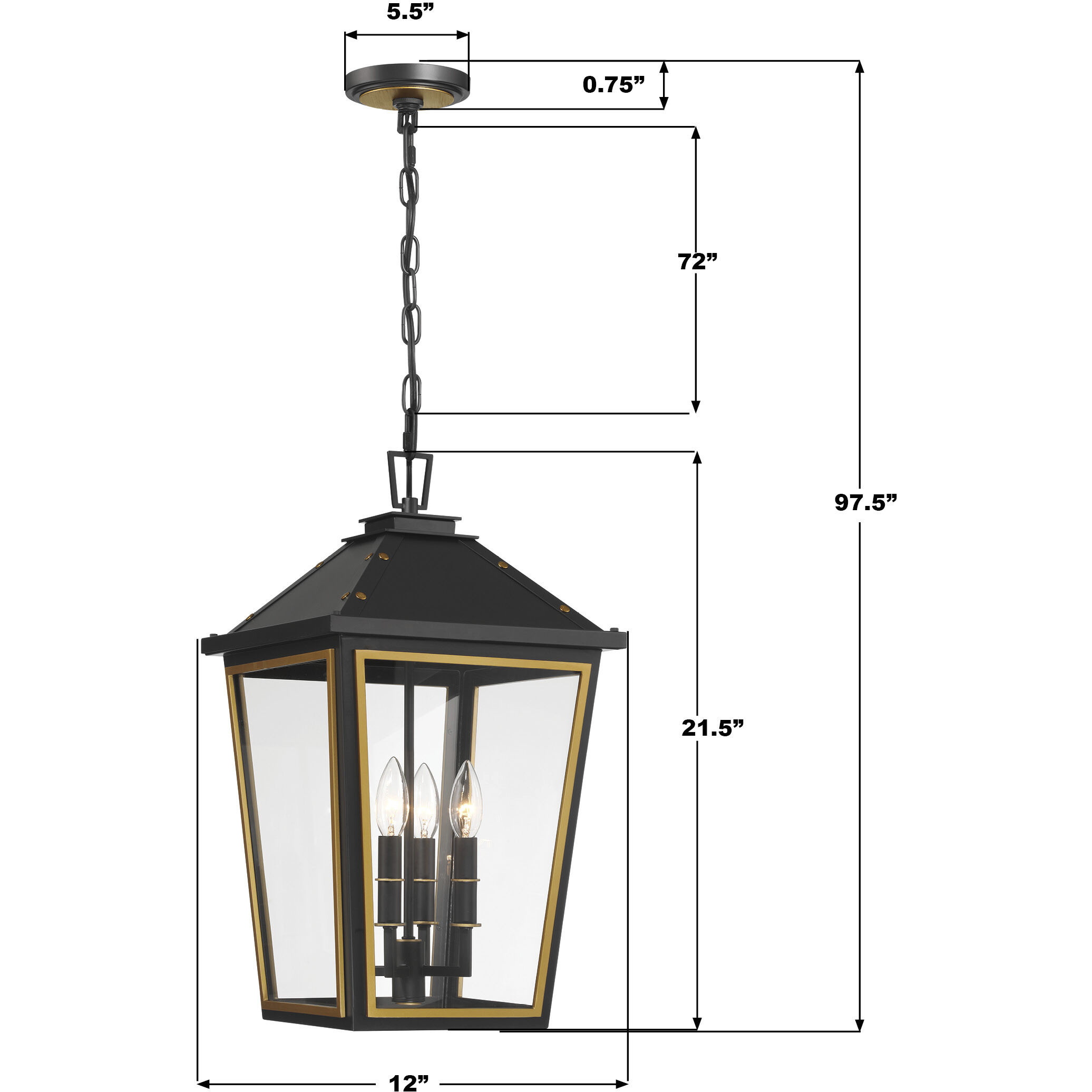 Hawkins 4 Light 12 inch Matte Black and Textured Gold Pendant Ceiling Light
