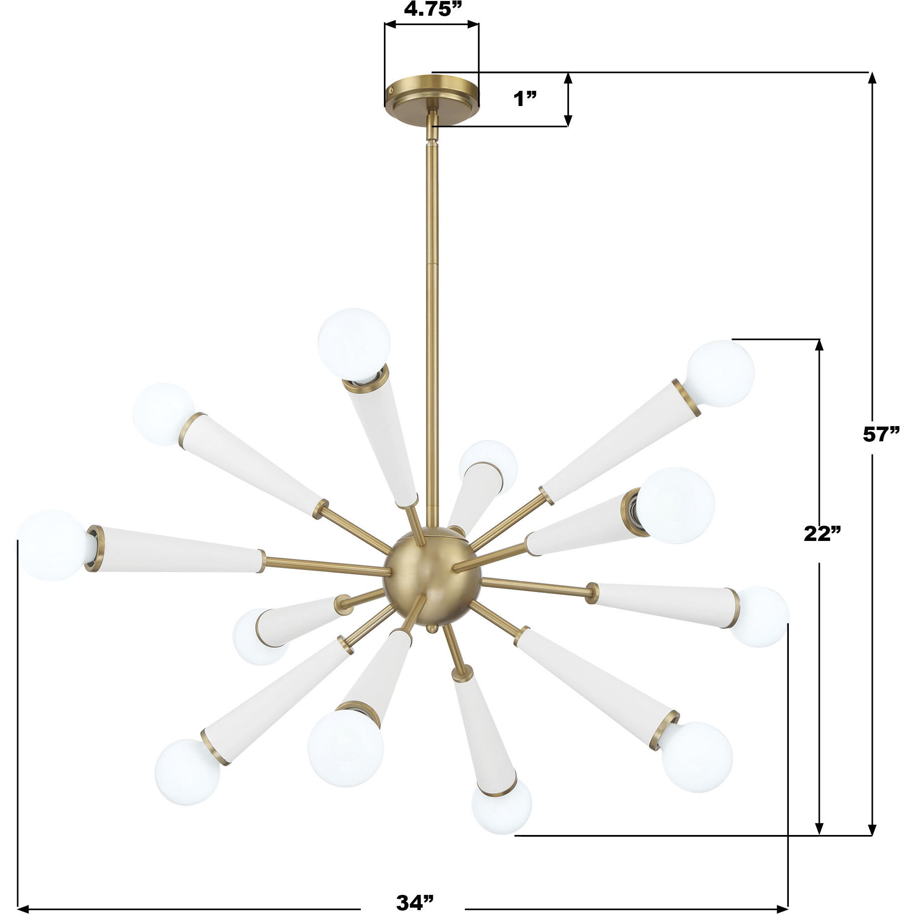 Zodiac 12 Light 34 inch Aged Brass and Matte White Chandelier Ceiling Light