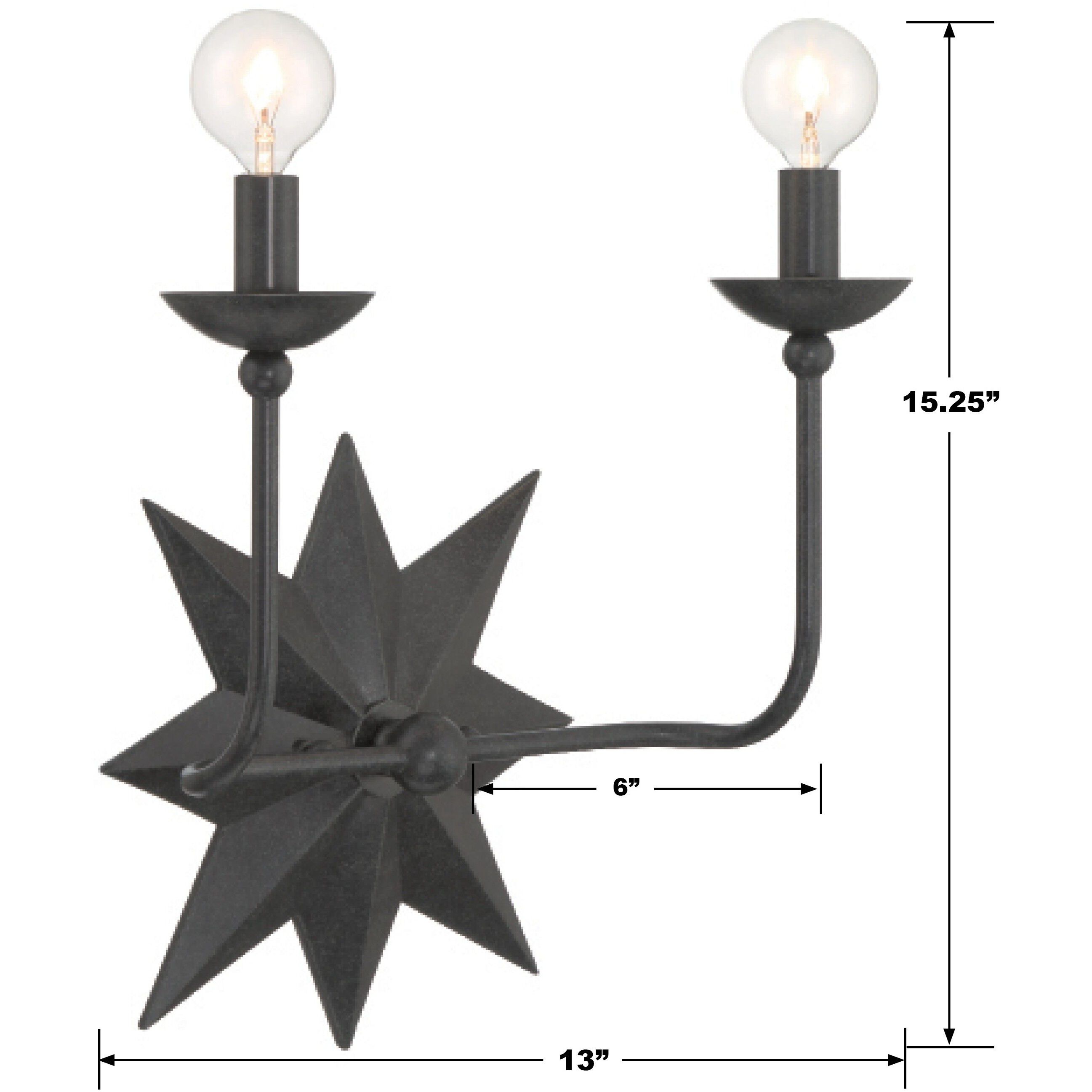 Astro 2 Light 13 inch Black Sconce Wall Light