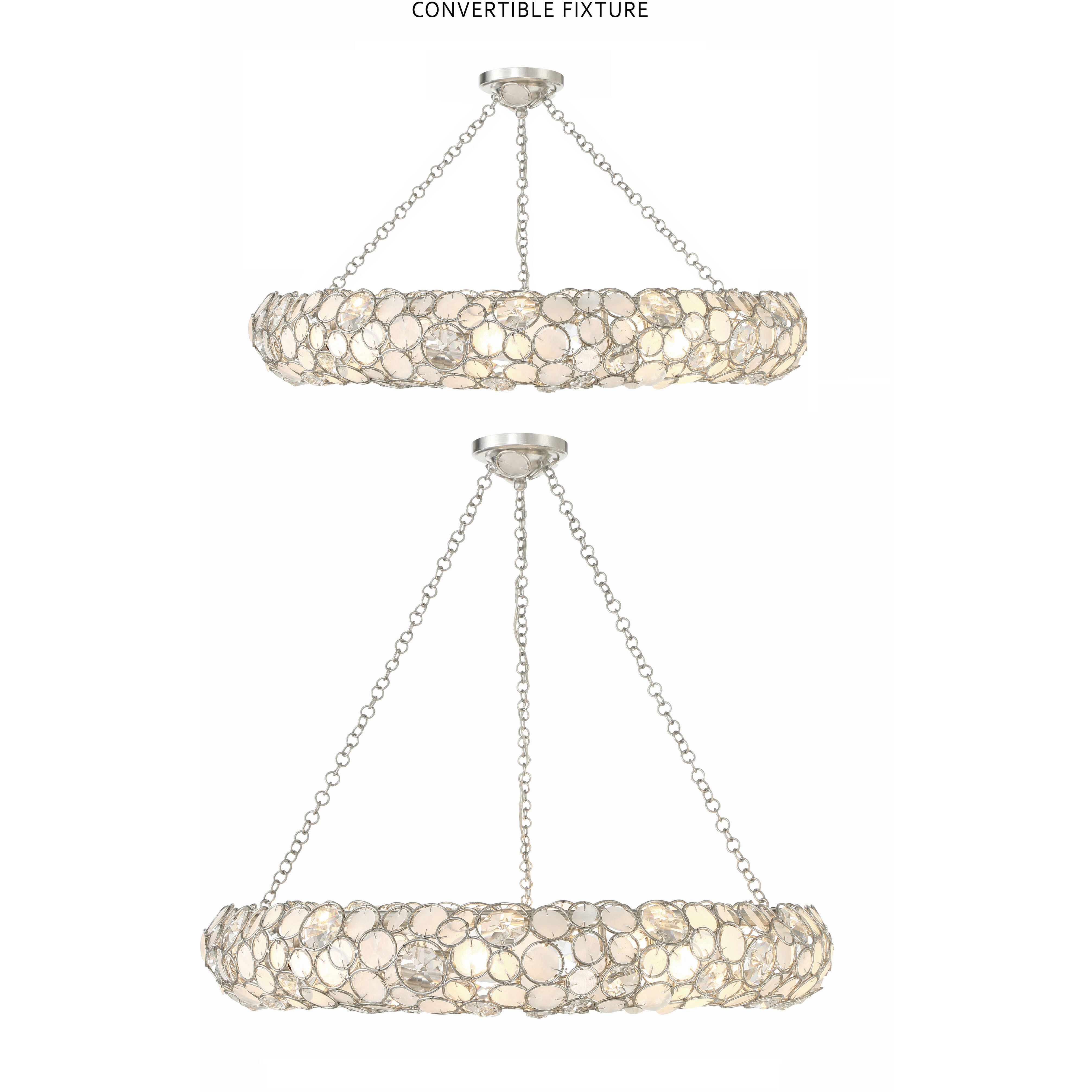 Palla 8 Light 32 inch Antique Silver Semi Flush Ceiling Light