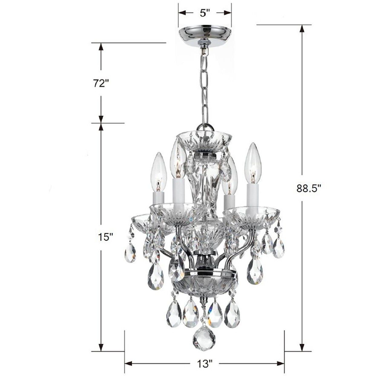 Welton 4 Light 11 inch Polished Chrome Mini Chandelier Ceiling Light in Clear Spectra