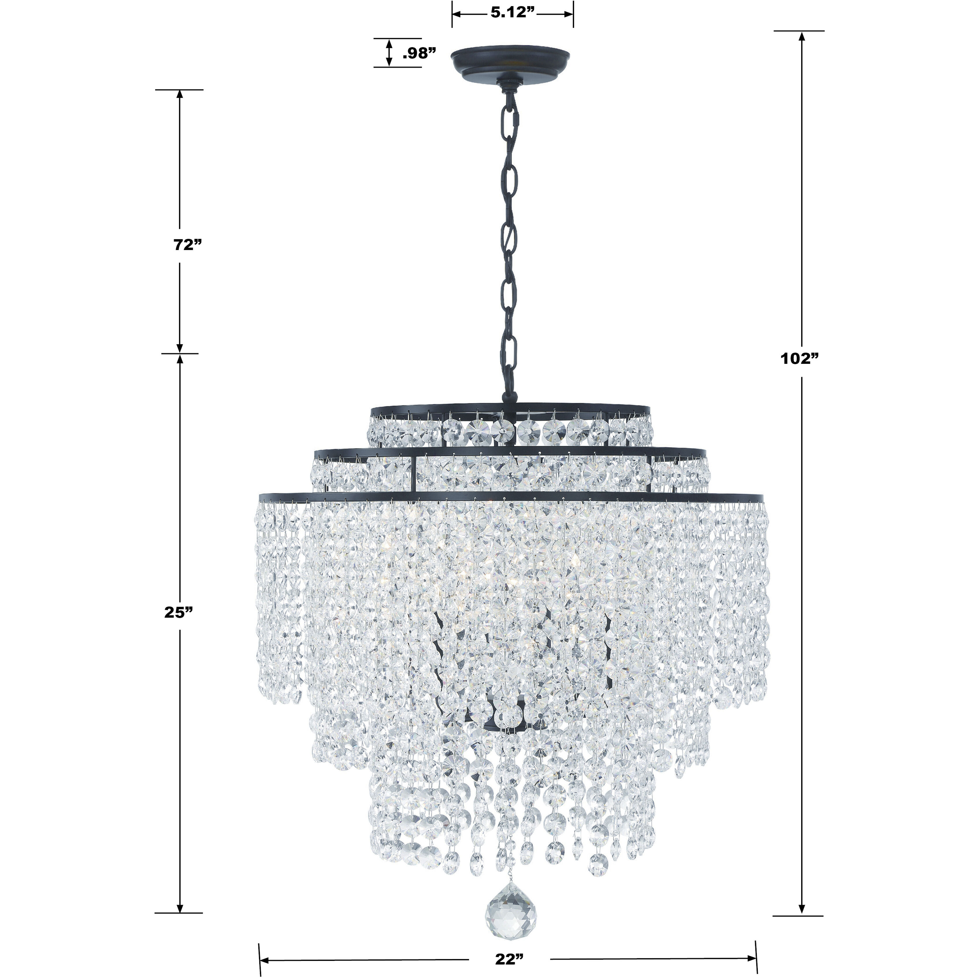 Gabrielle 6 Light 22 inch Matte Black Chandelier Ceiling Light