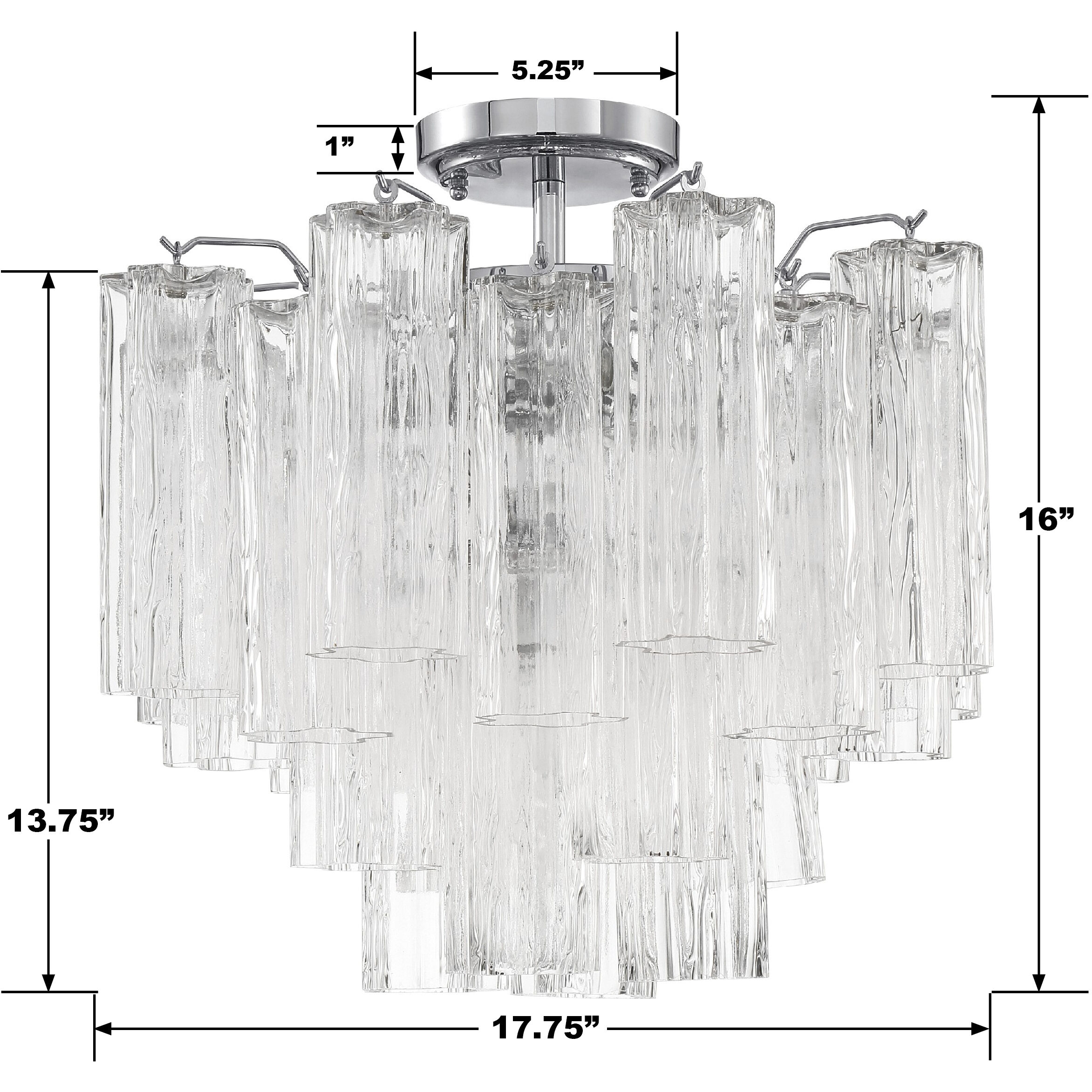 Addis 4 Light 17.75 inch Polished Chrome Semi Flush Ceiling Light in Clear