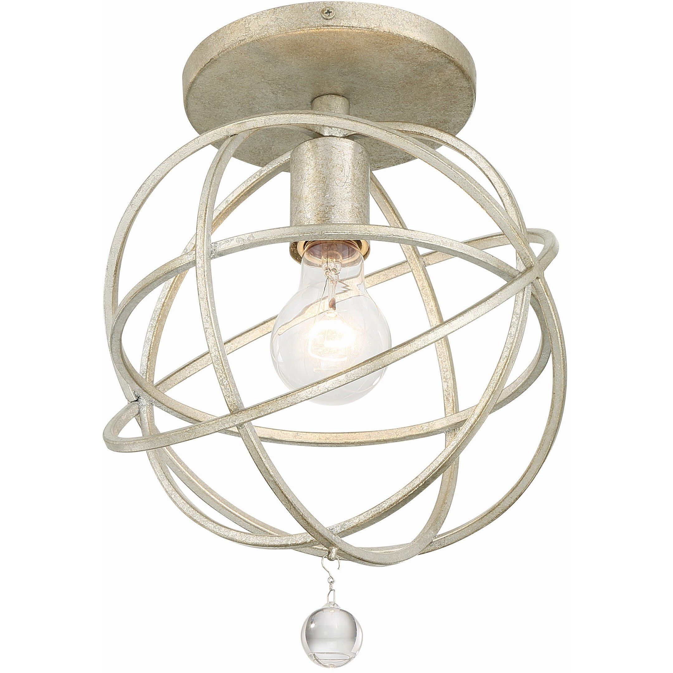Solaris 1 Light 9 inch Olde Silver Semi Flush Ceiling Light