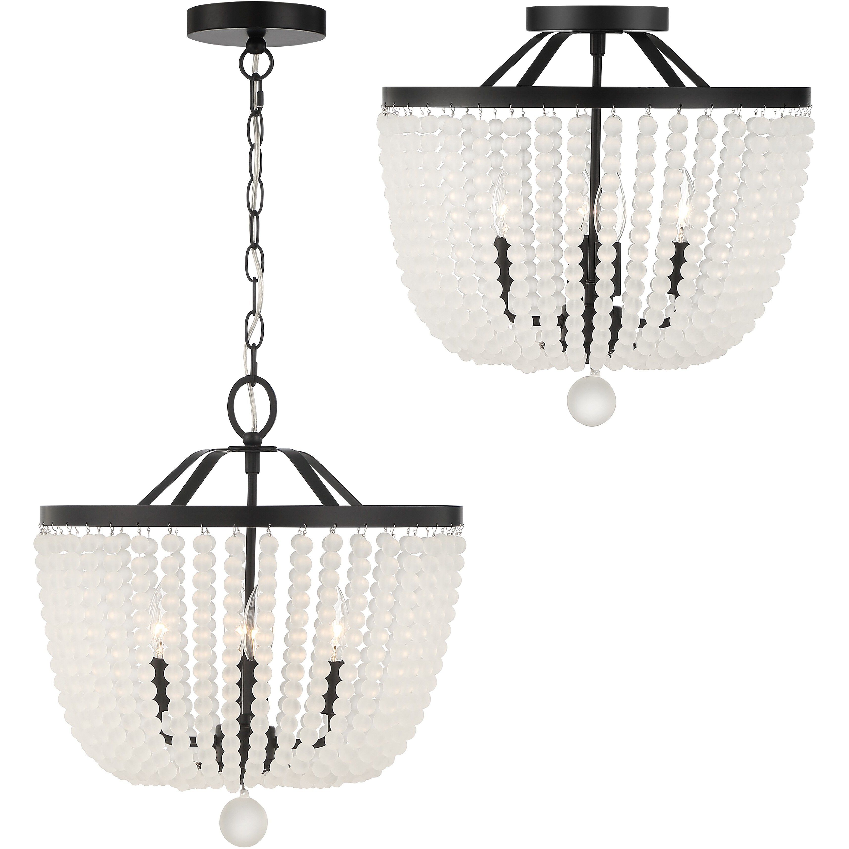 Rylee 4 Light 16.5 inch Matte Black Semi Flush Ceiling Light