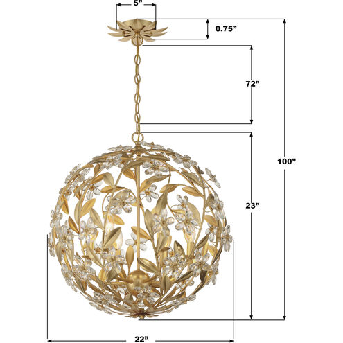 Marselle 6 Light 22 inch Antique Gold Chandelier Ceiling Light