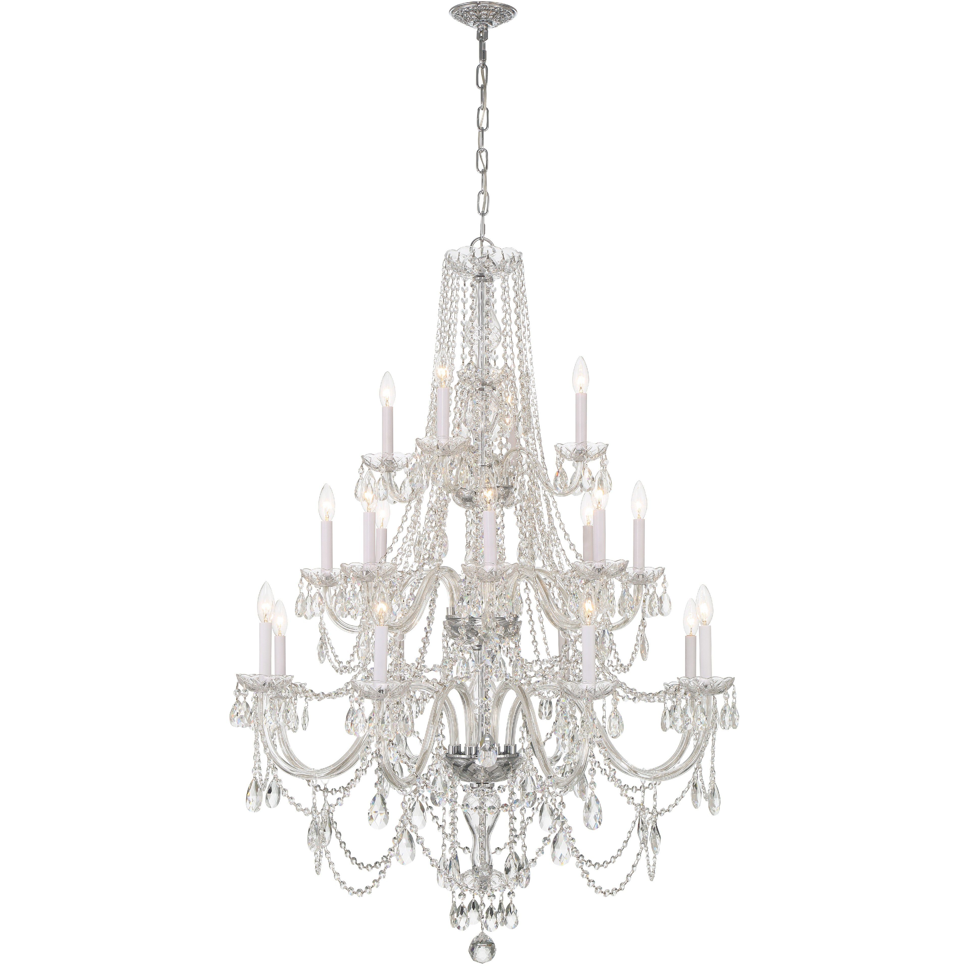 Traditional Crystal 20 Light 38 inch Polished Chrome Chandelier Ceiling Light