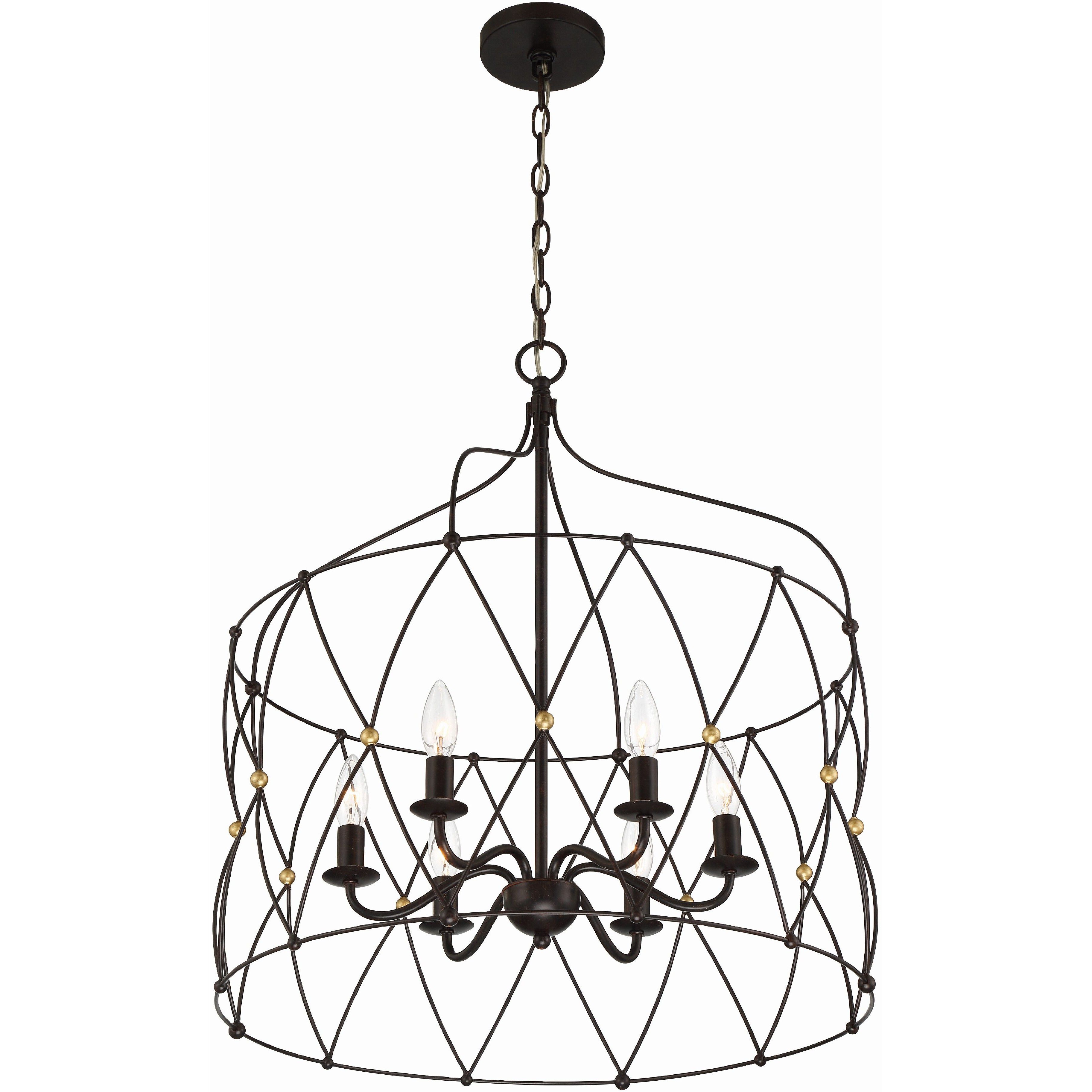 Zucca 6 Light 24 inch English Bronze and Antique Gold Lantern Chandelier Ceiling Light