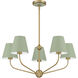 Xavier 5 Light 28 inch Vibrant Gold Chandelier Ceiling Light in Vibrant Gold and Green