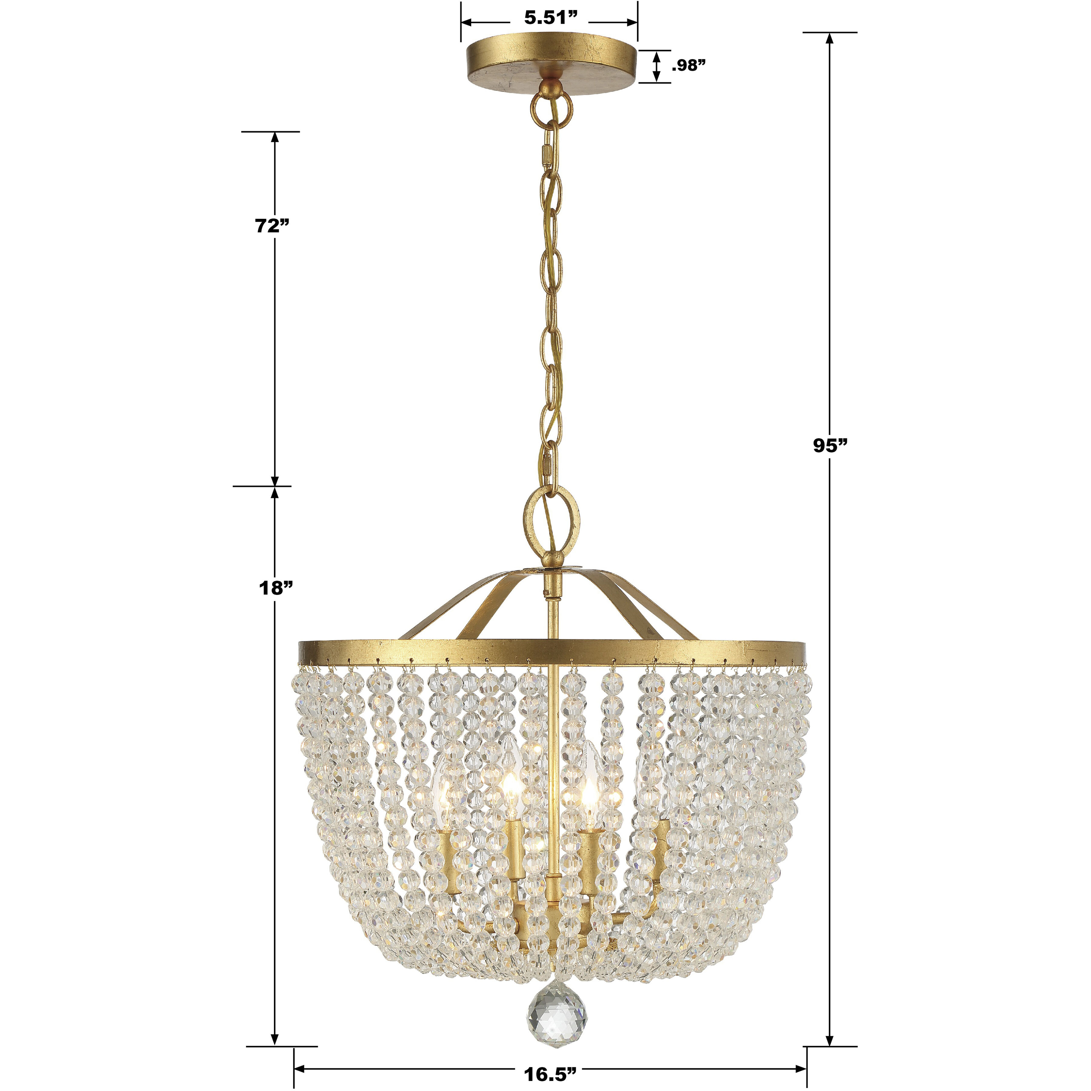 Rylee 4 Light 16.5 inch Antique Gold Mini Chandelier Ceiling Light