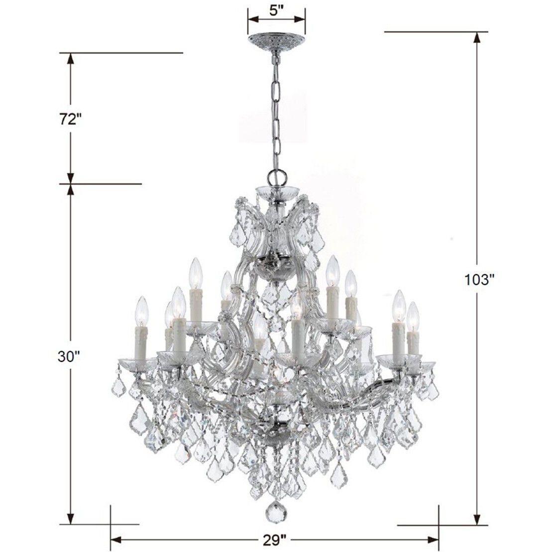 Maria Theresa 13 Light 28 inch Polished Chrome Chandelier Ceiling Light in Clear Swarovski Strass