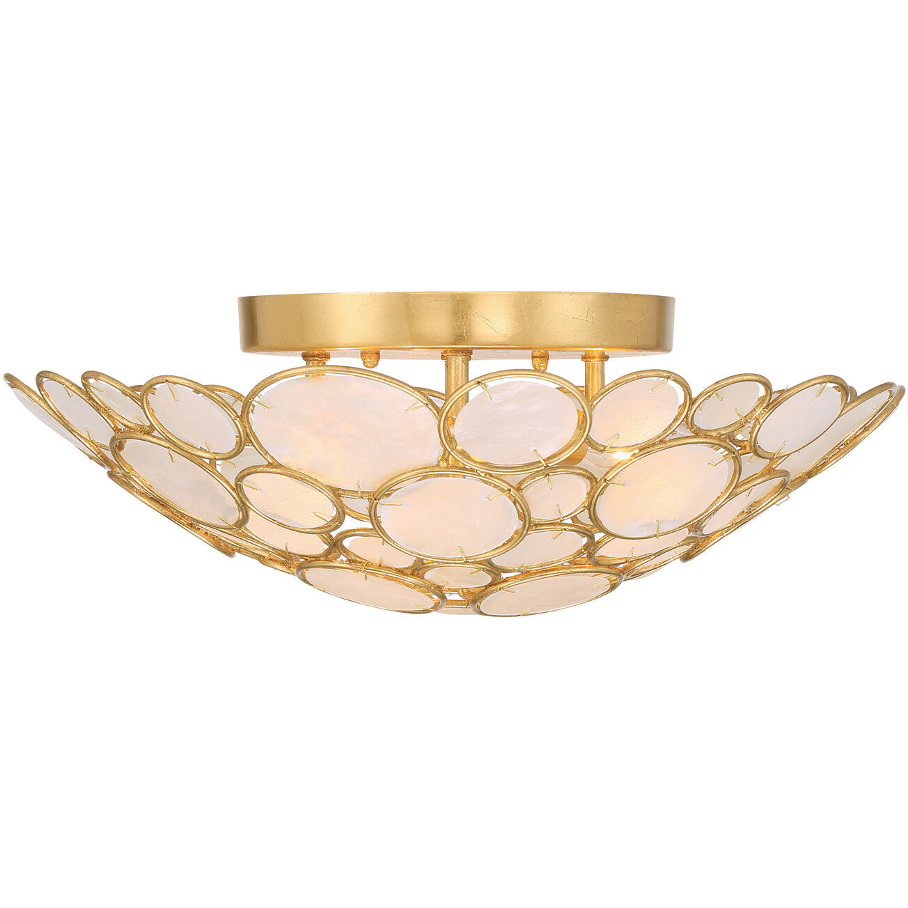 Palla 3 Light 16 inch Antique Gold Semi Flush Ceiling Light