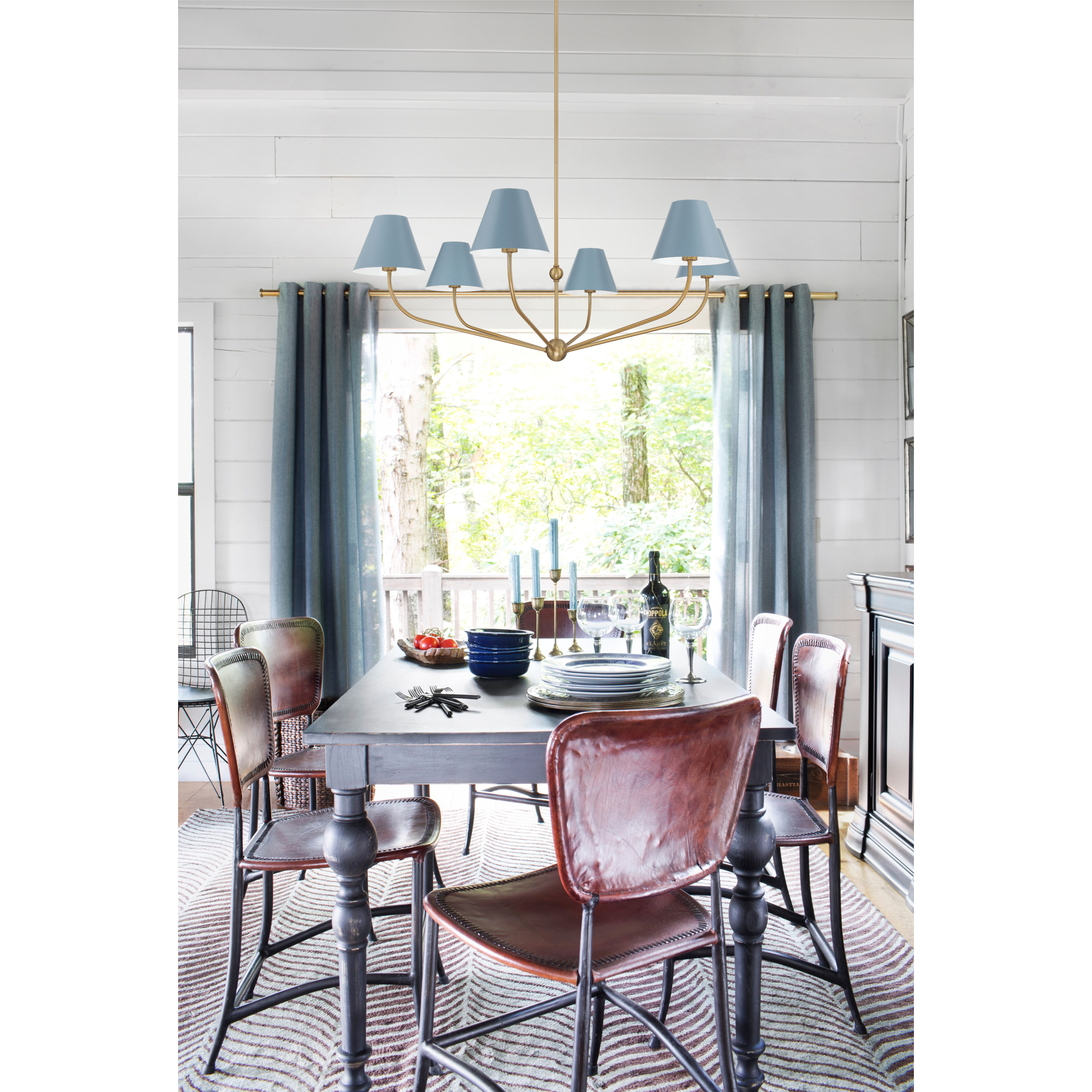 Xavier 6 Light 48 inch Vibrant Gold Chandelier Ceiling Light in Vibrant Gold and Blue