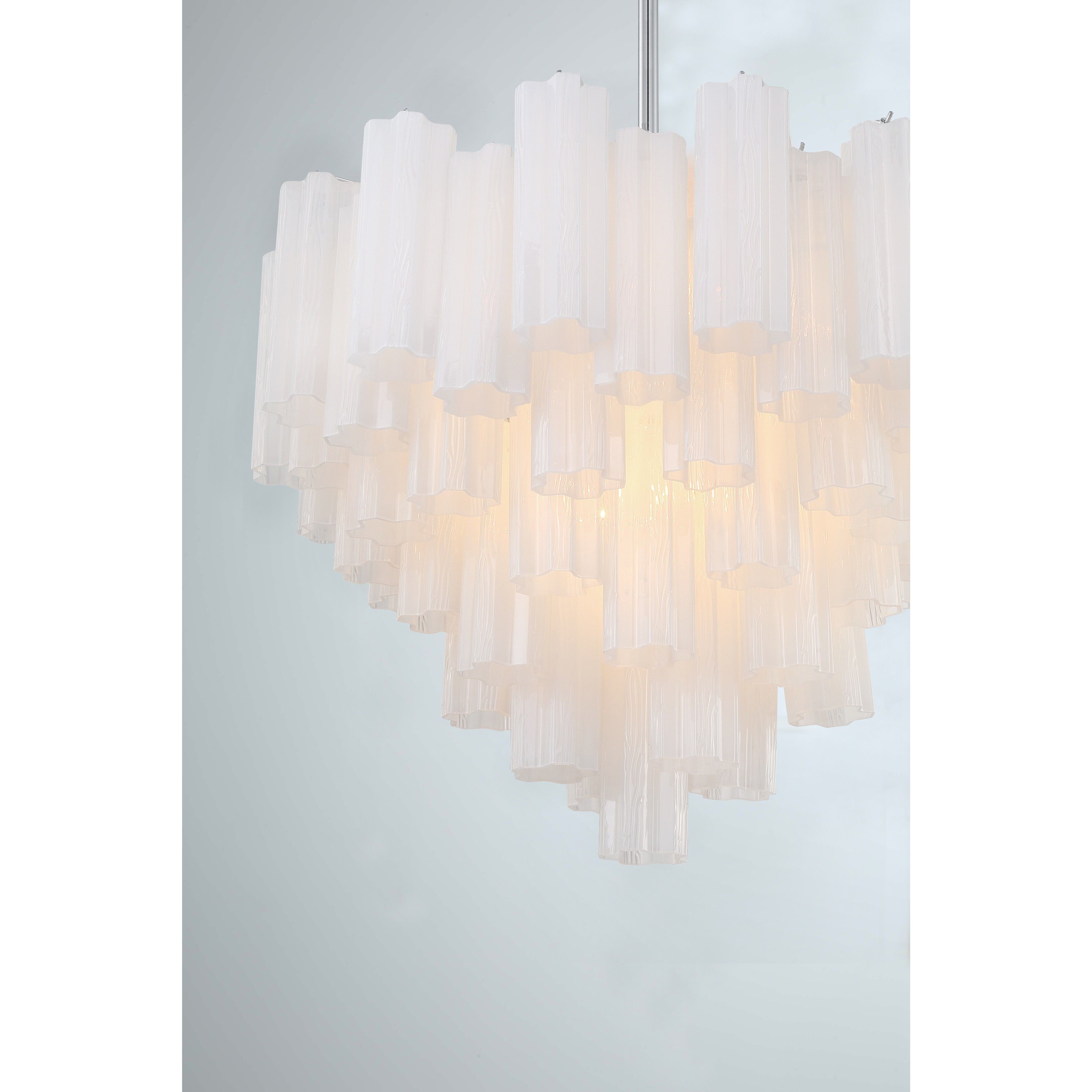 Addis 12 Light 26.75 inch Polished Chrome Chandelier Ceiling Light in Tronchi Glass White