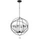 Solaris 6 Light 22.5 inch Black Chandelier Ceiling Light