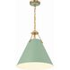 Xavier 3 Light 16 inch Vibrant Gold Pendant Ceiling Light in Vibrant Gold and Green