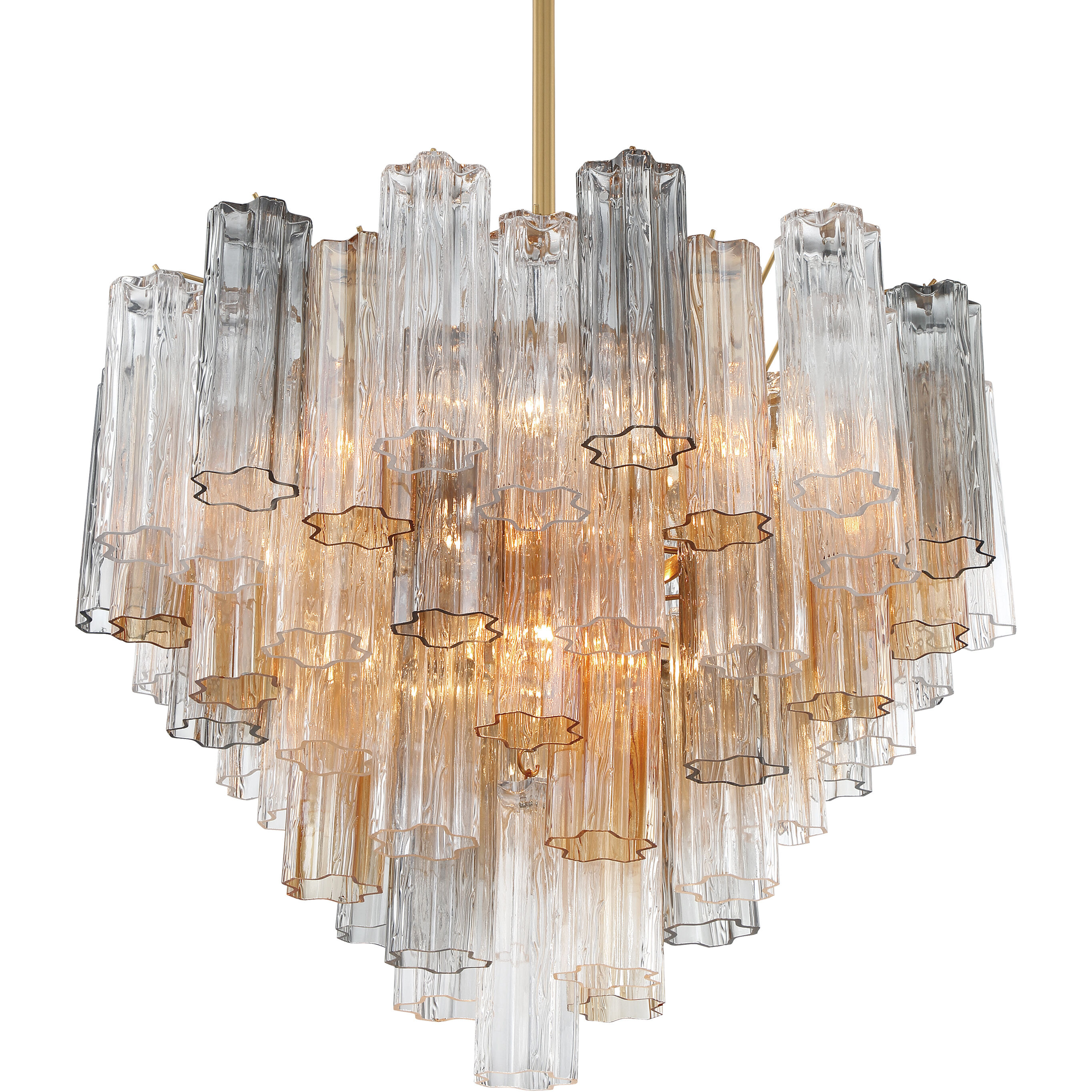 Addis 12 Light 26.75 inch Aged Brass Chandelier Ceiling Light in Tronchi Glass Autumn