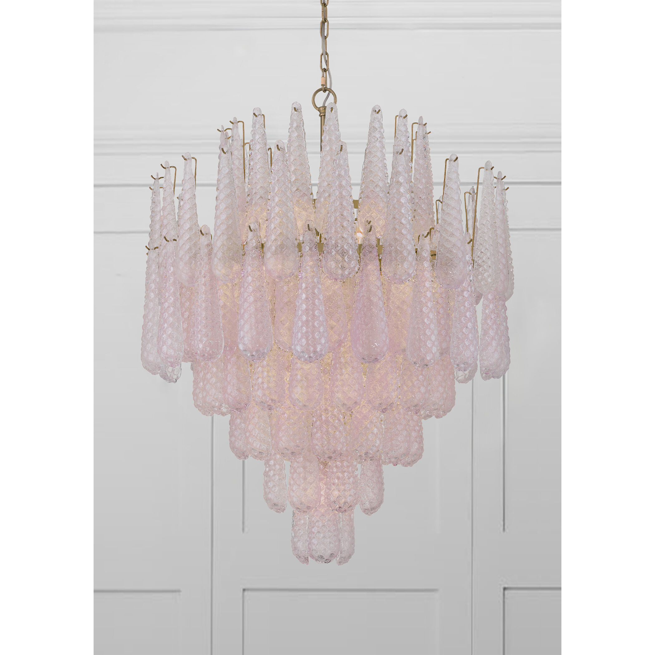 Ollie 21 Light 33.25 inch Aged Brass Chandelier Ceiling Light in Sand Glass Blush