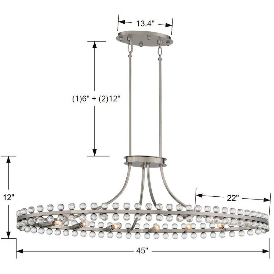 Clover 12 Light 45 inch Brushed Nickel Chandelier Ceiling Light