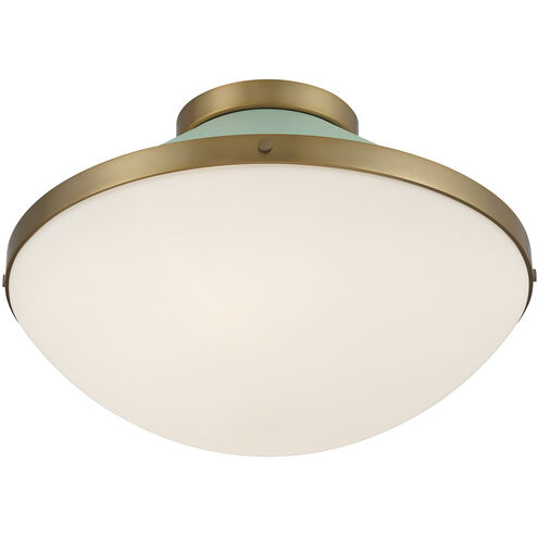 Xander 2 Light 16.25 inch Vibrant Gold and Green Flush Mount Ceiling Light