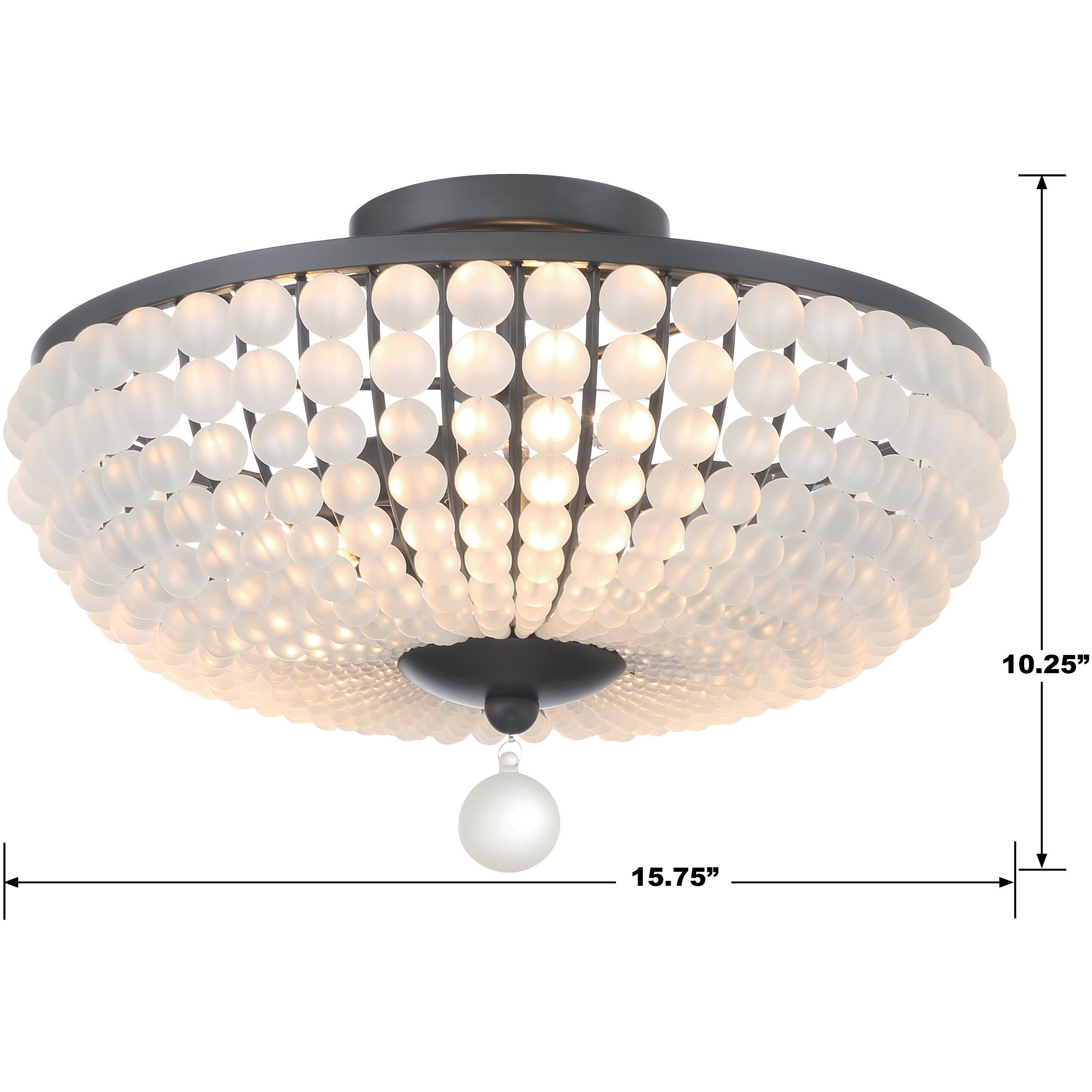 Bella 3 Light 15.75 inch Matte Black Semi Flush Ceiling Light