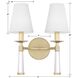 Baxter 2 Light 12 inch Aged Brass Sconce Wall Light