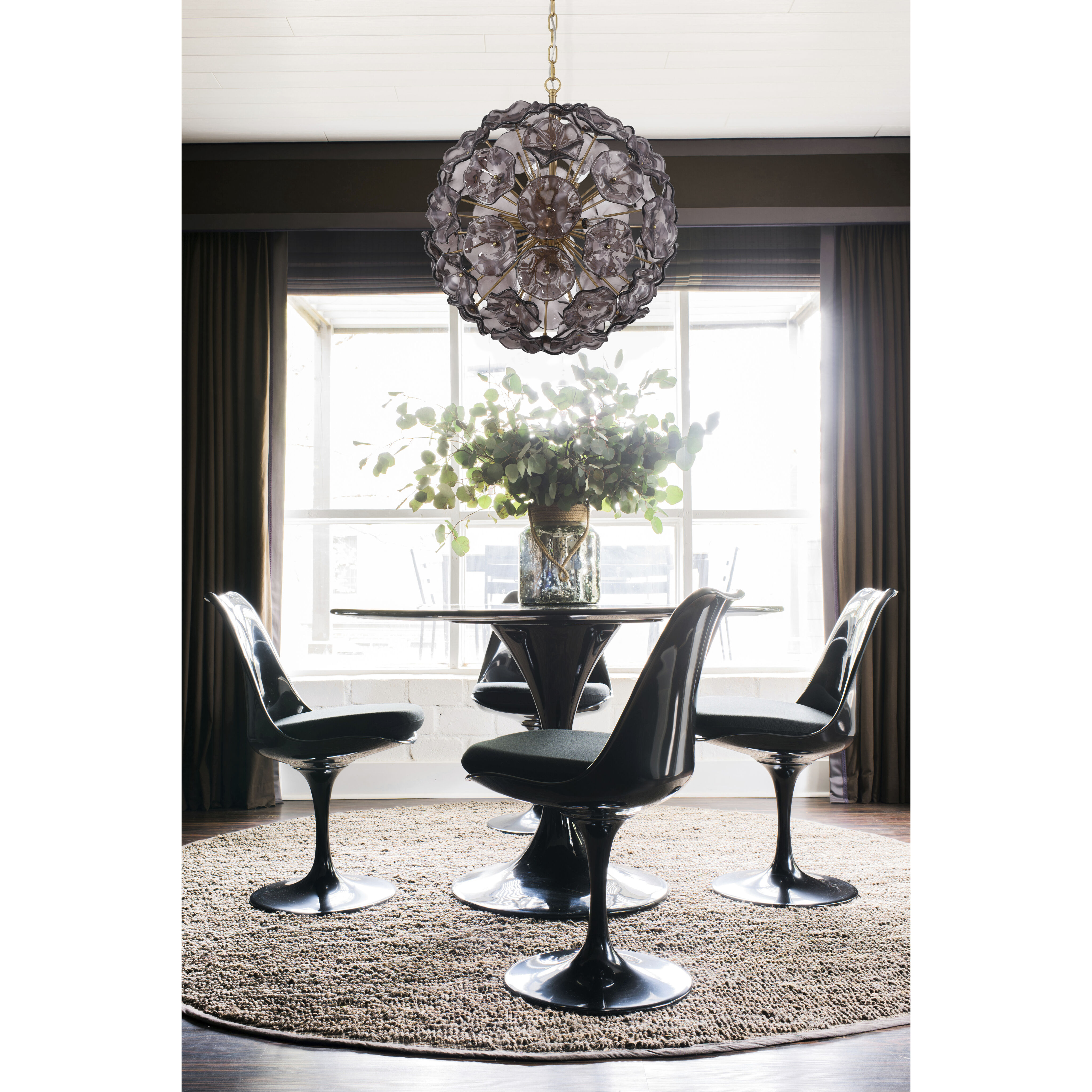 Esme 9 Light 22.5 inch Aged Brass Chandelier Ceiling Light in Floral Glass Petals Smoked