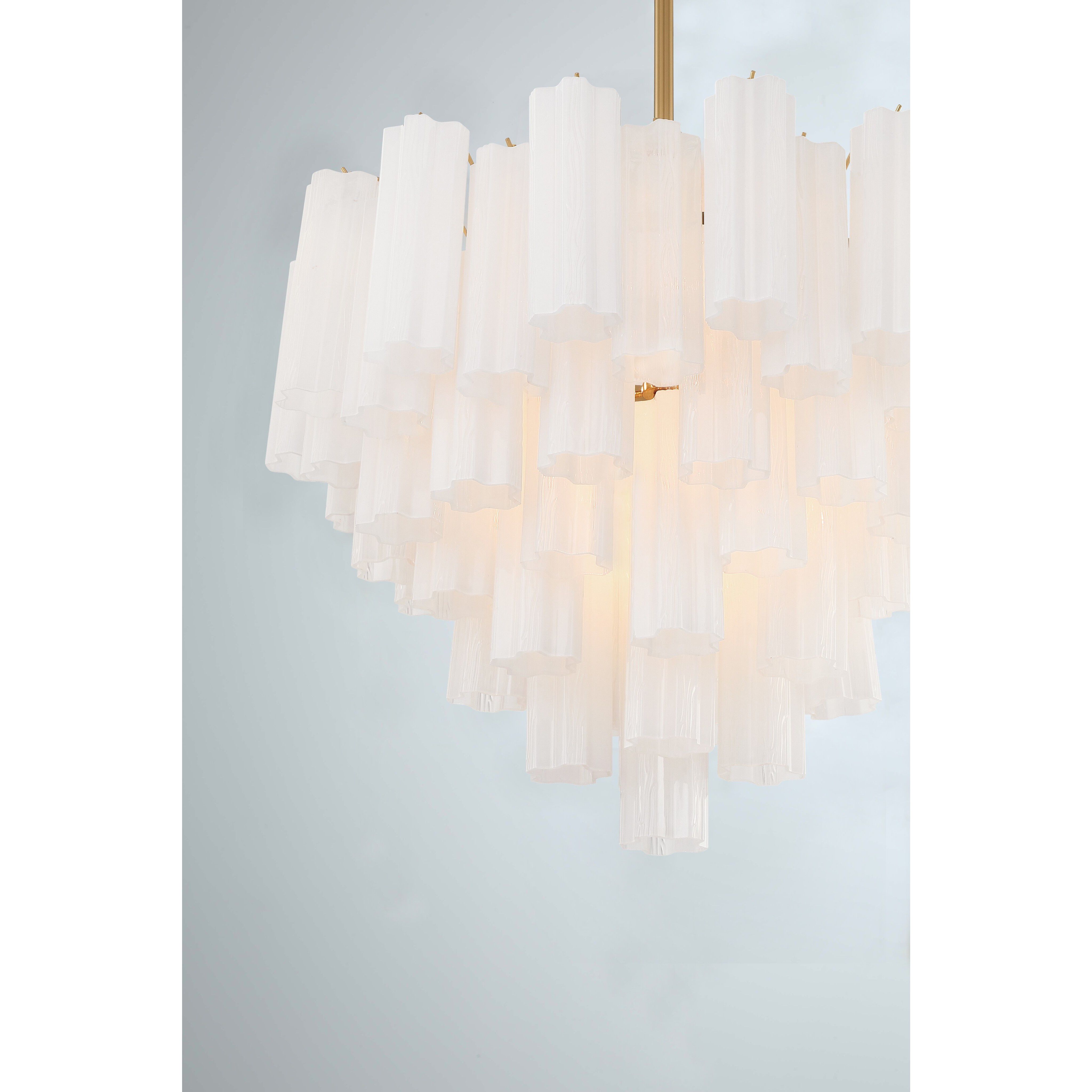 Addis 12 Light 26.75 inch Aged Brass Chandelier Ceiling Light in Tronchi Glass White