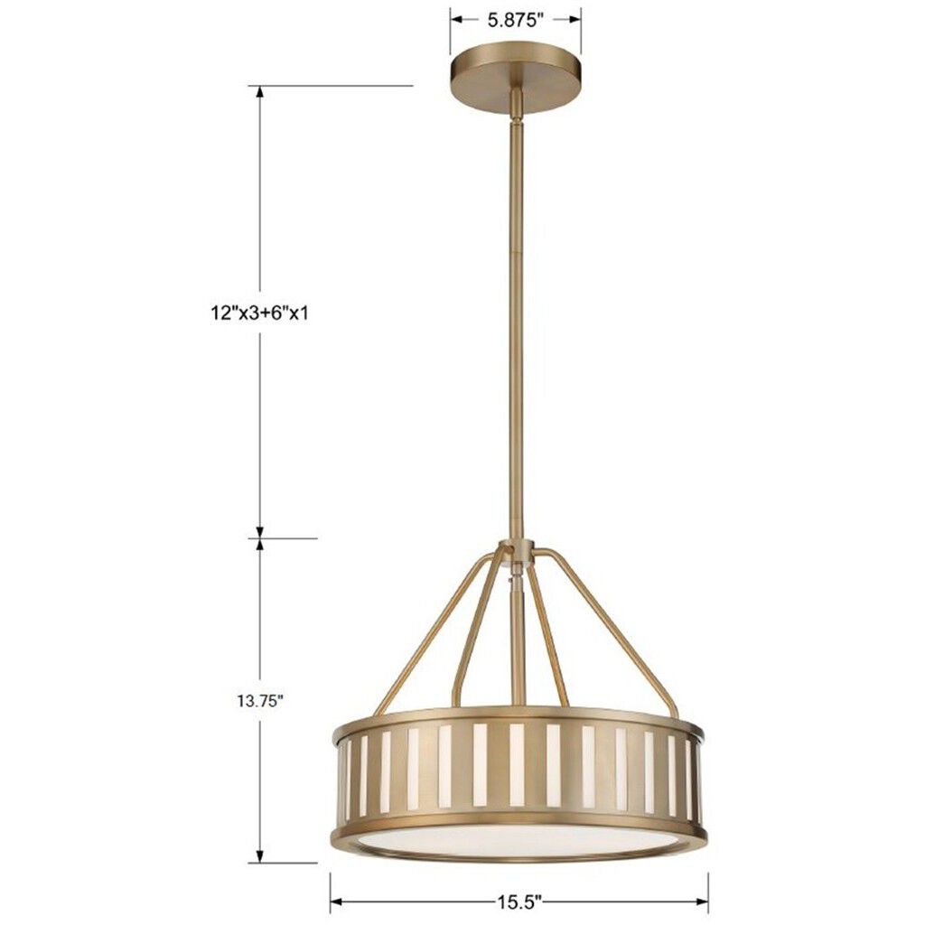 Kendal 3 Light 15.5 inch Vibrant Gold Mini Chandelier Ceiling Light