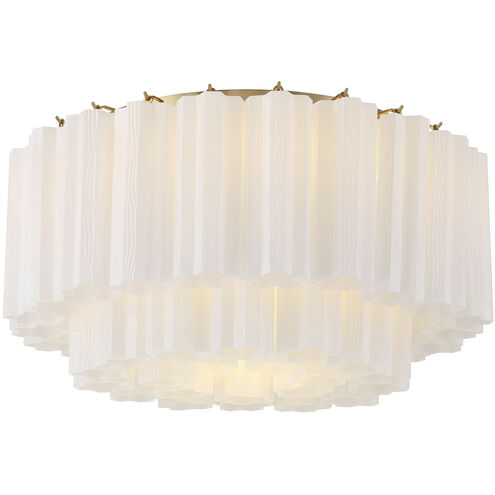 Addis 7 Light 22.25 inch Aged Brass Flush Mount Ceiling Light in Tronchi Glass White