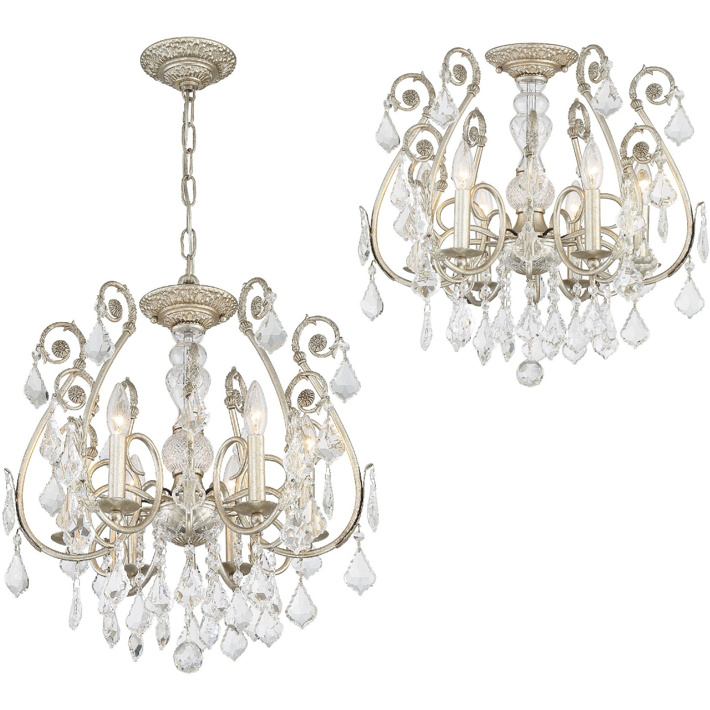 Regis 6 Light 20 inch Olde Silver Chandelier Ceiling Light in Clear Hand Cut