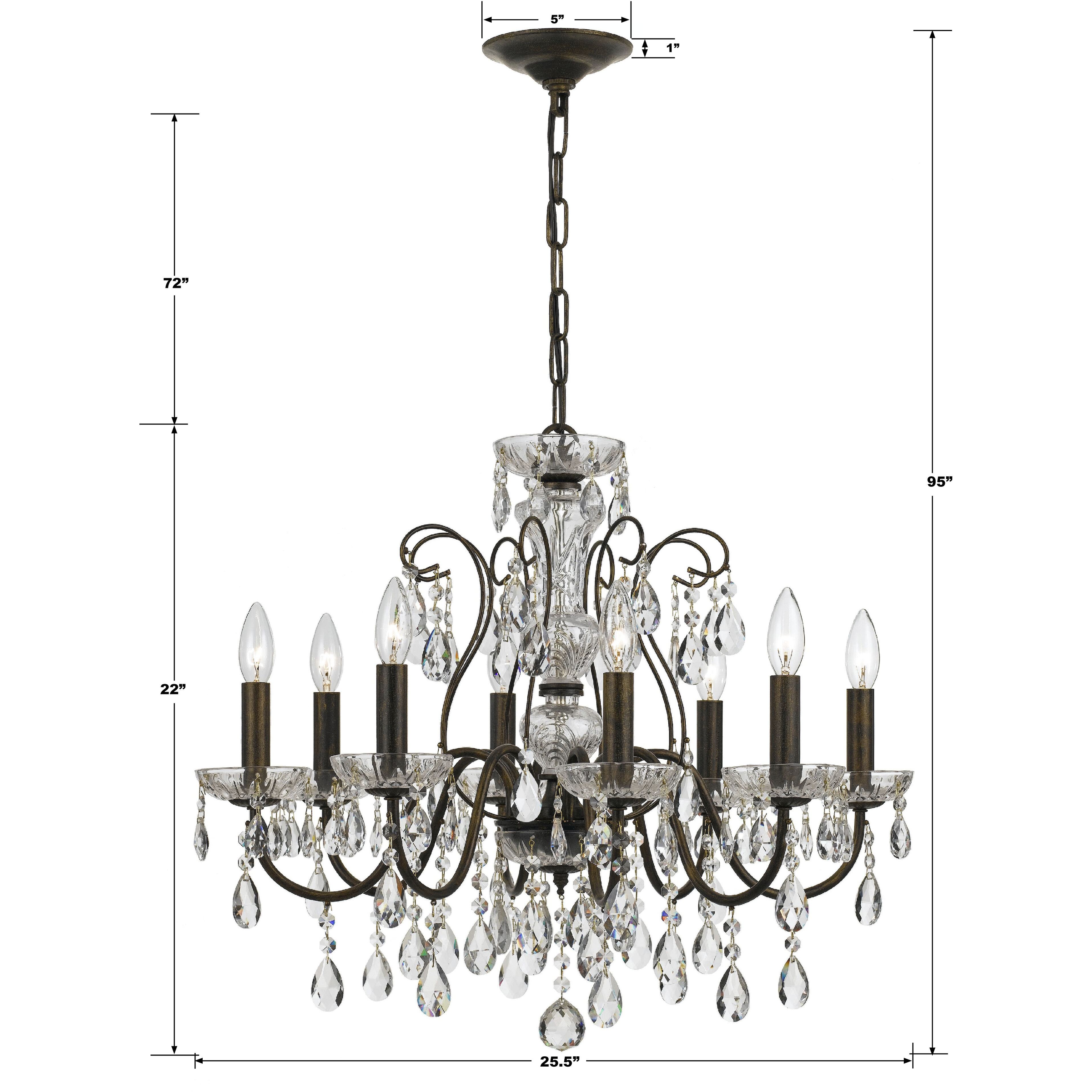 Butler 8 Light 25.5 inch English Bronze Chandelier Ceiling Light in Clear Hand Cut