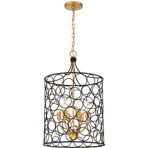 Stemmons 6 Light 16 inch Bronze and Antique Gold Hanging Lantern Ceiling Light