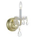 Traditional Crystal Sconce Wall Light in Clear Hand Cut, Polished Brass