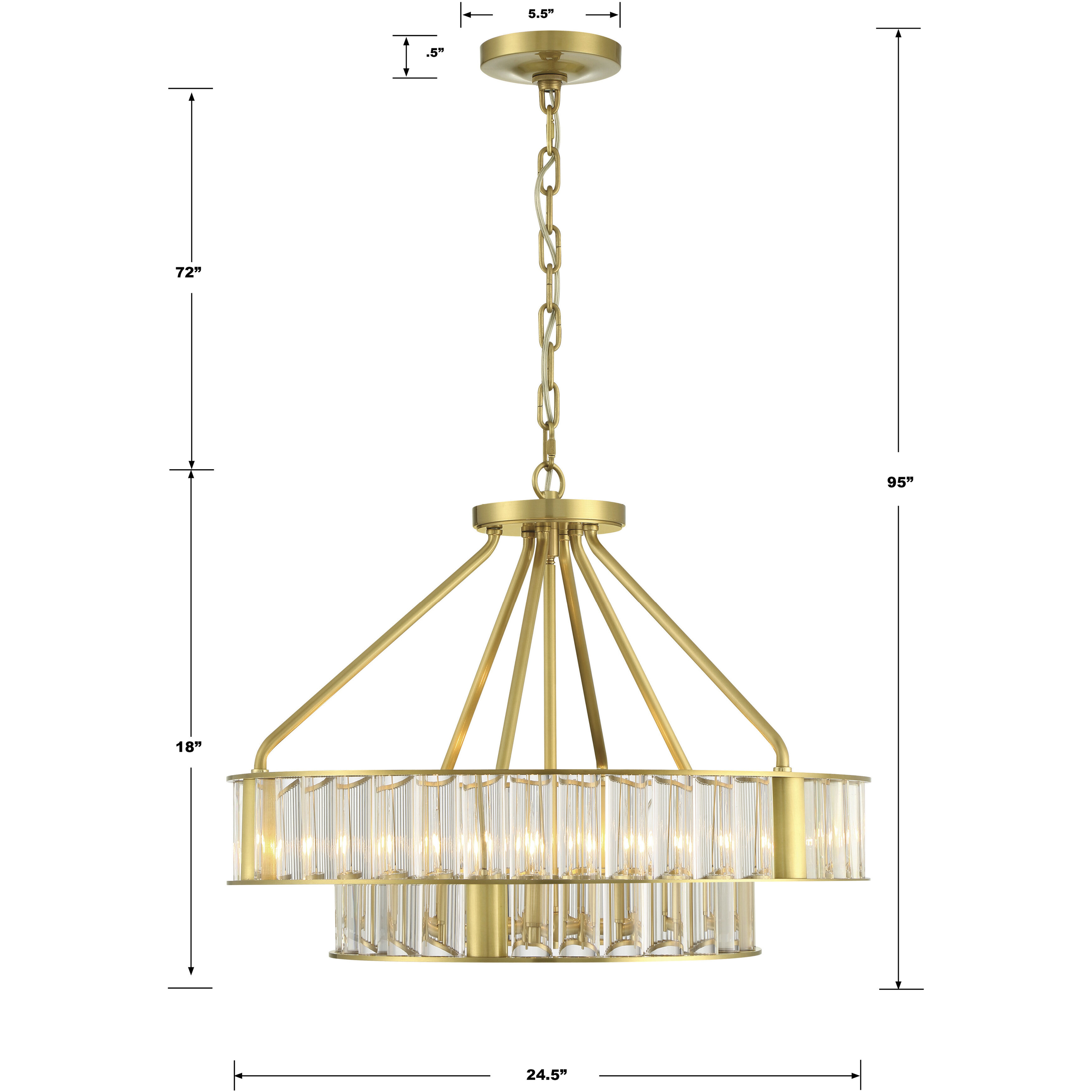 Farris 6 Light 24.5 inch Aged Brass Chandelier Ceiling Light